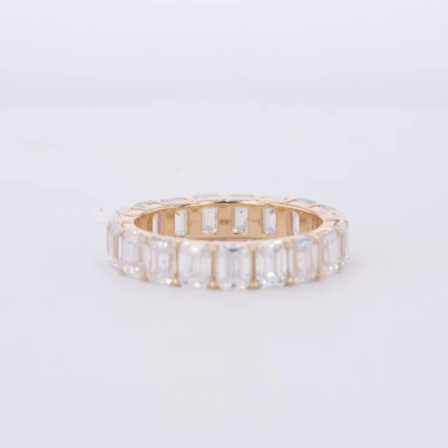 Emerald Cut Full Eternity Wedding Band With strong Common Prongs