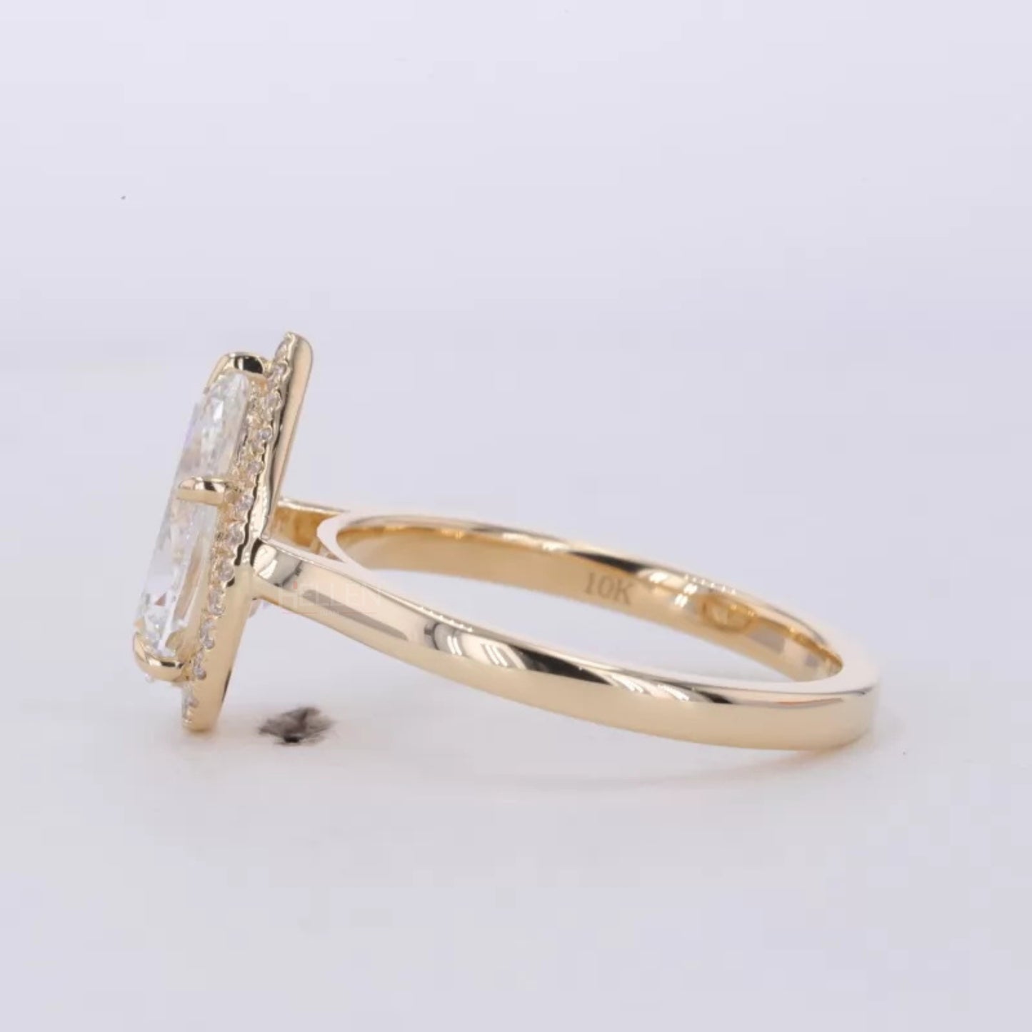 Pear Cut Halo Moissanite Engagement Ring