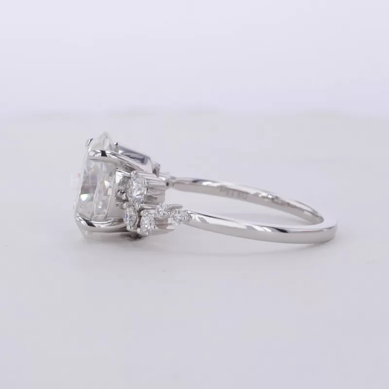 Oval Moissanite Solitaire vintage Dainty Cluster Ring