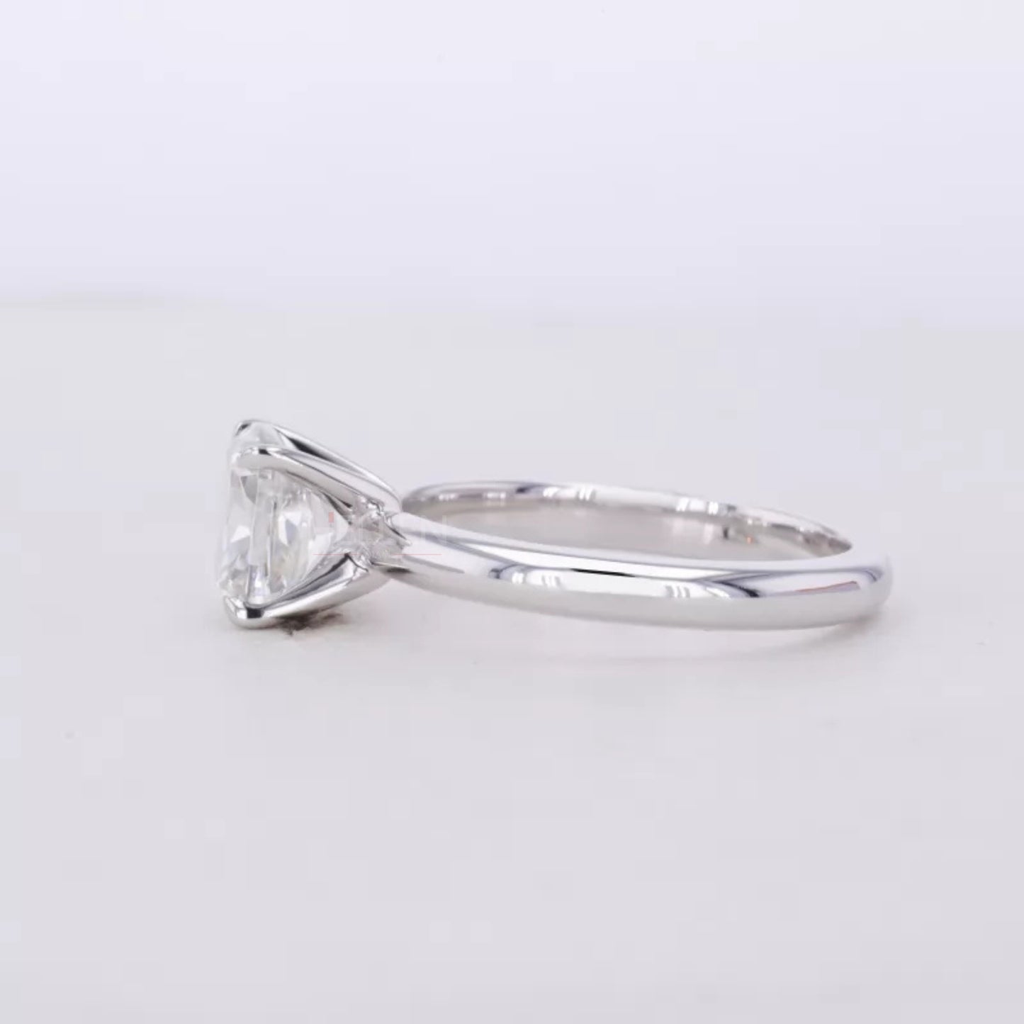 Cushion Cut Colourless Moissanite Solitaire Engagement Ring