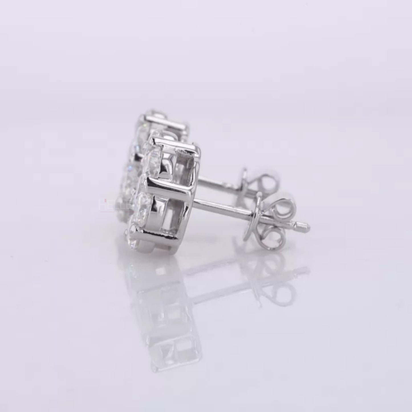 Floral Cluster 925 Silver Brilliant Cut Moissanite Studs