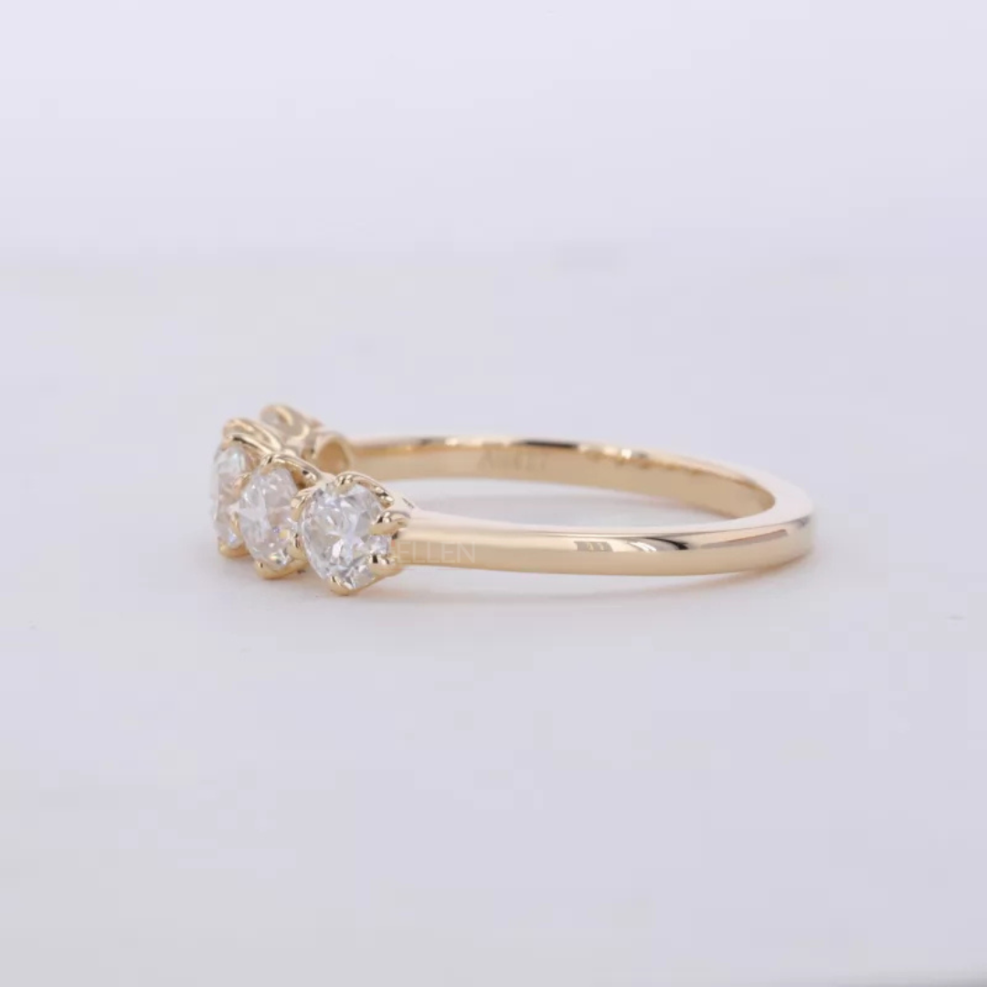 Five stone Round Brilliant Cut Moissanite Anniversary Band