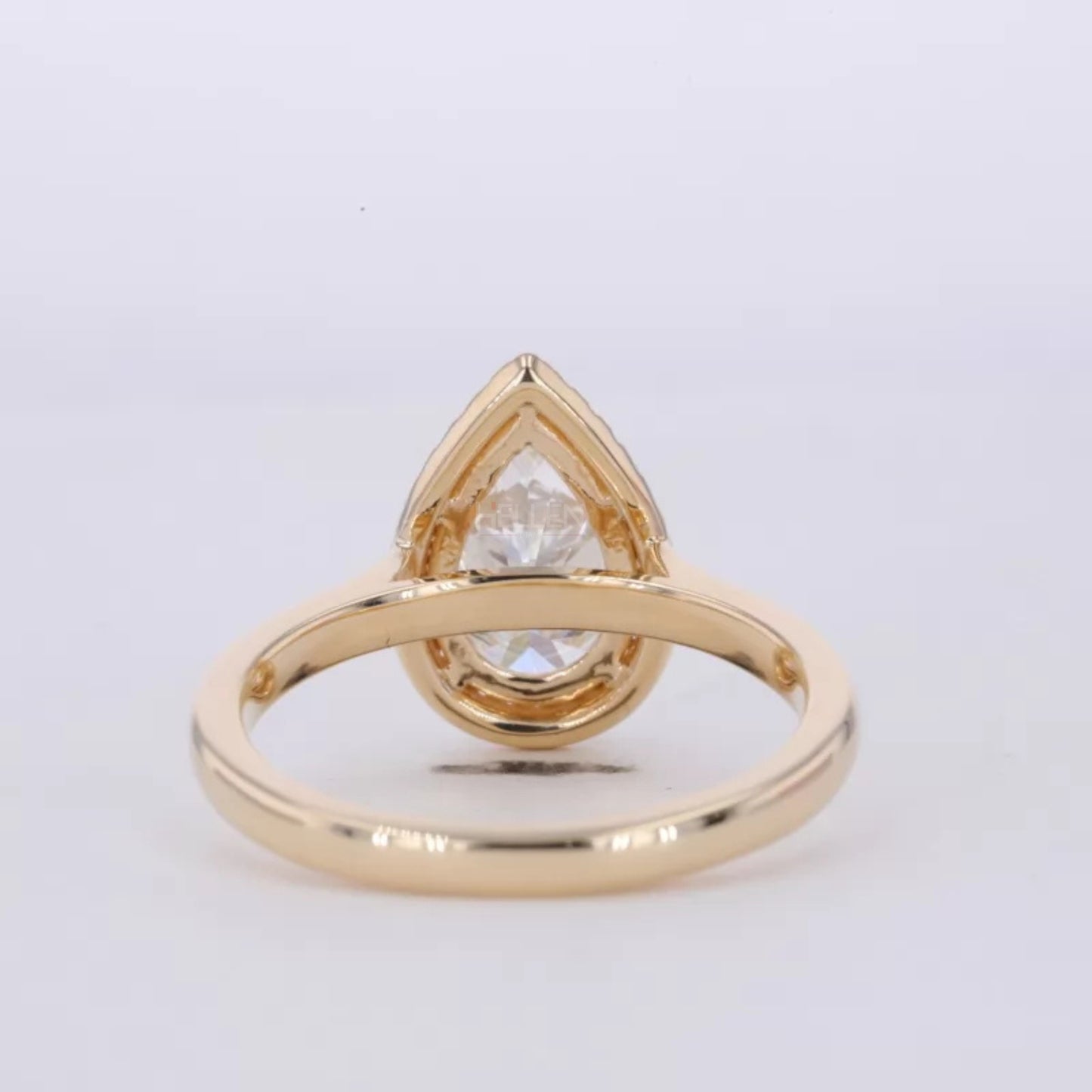 Pear Cut Halo Moissanite Engagement Ring
