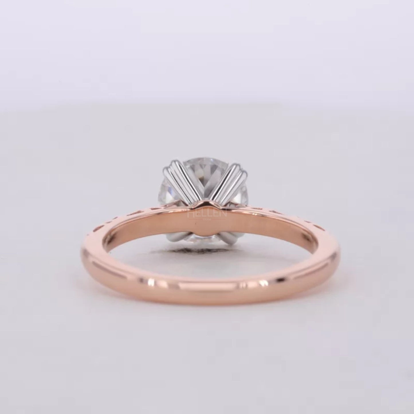 Old European Cut Moissanite with Heart Prongs Solitaire Ring
