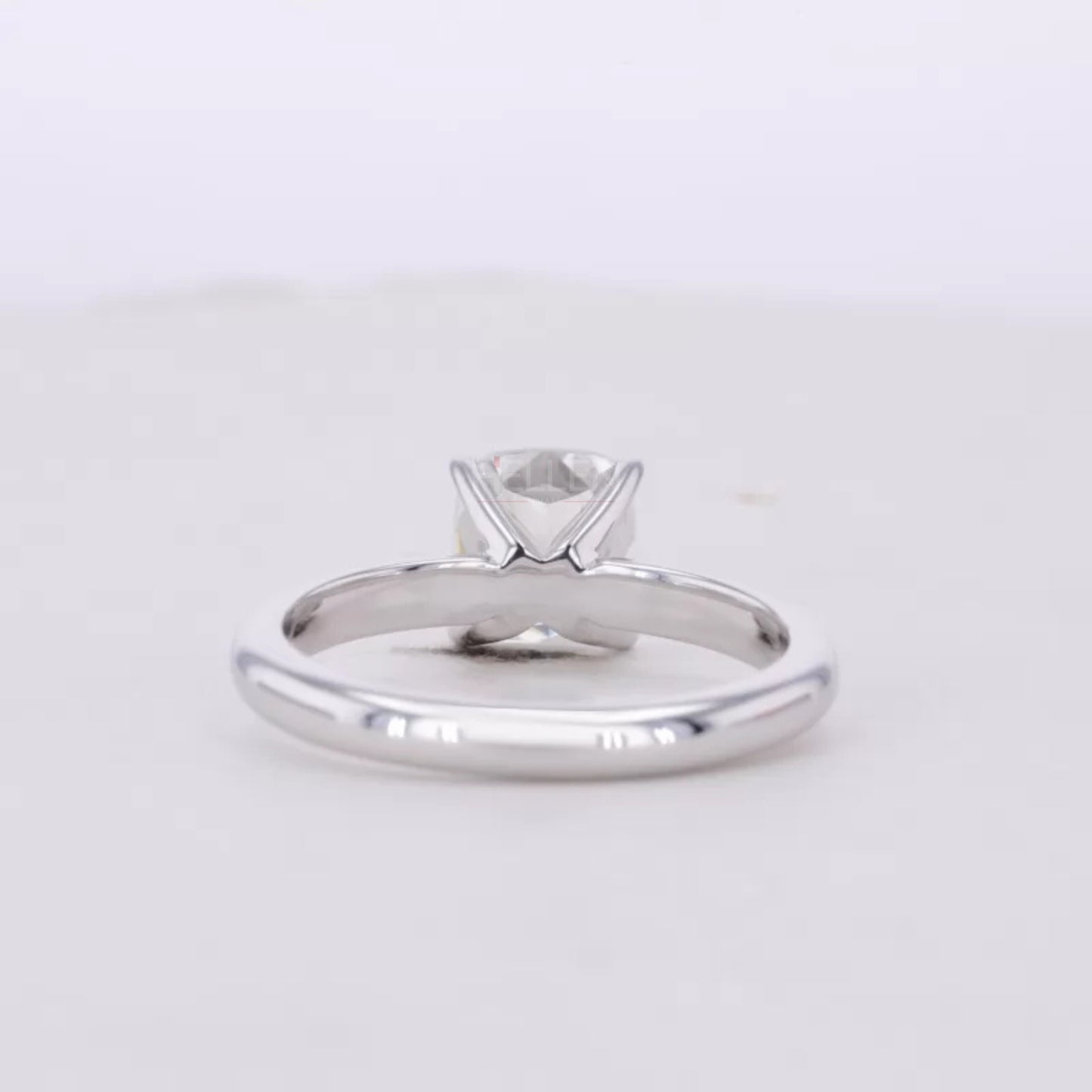 Cushion Cut Colourless Moissanite Solitaire Engagement Ring