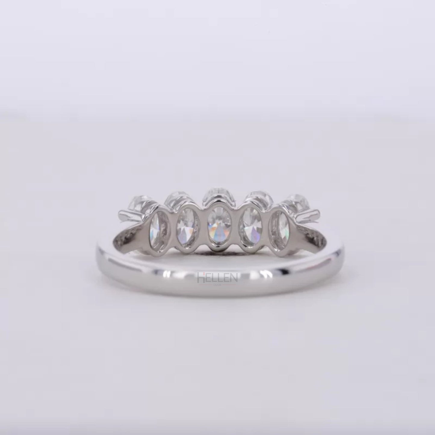 Brilliant Oval Cut Five Stone Moissanite Anniversary Ring
