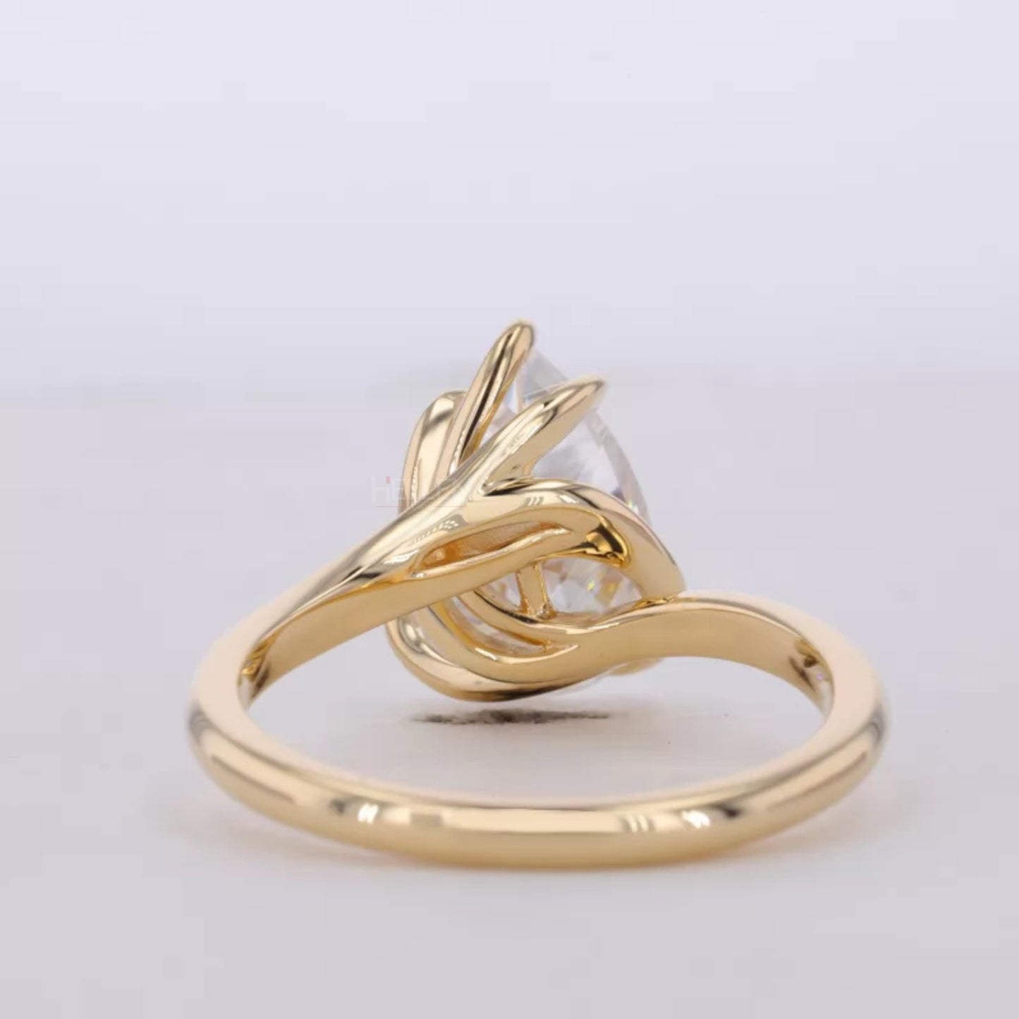Unique 5 Prong Spiral Pear Cut Solitaire Proposal Ring