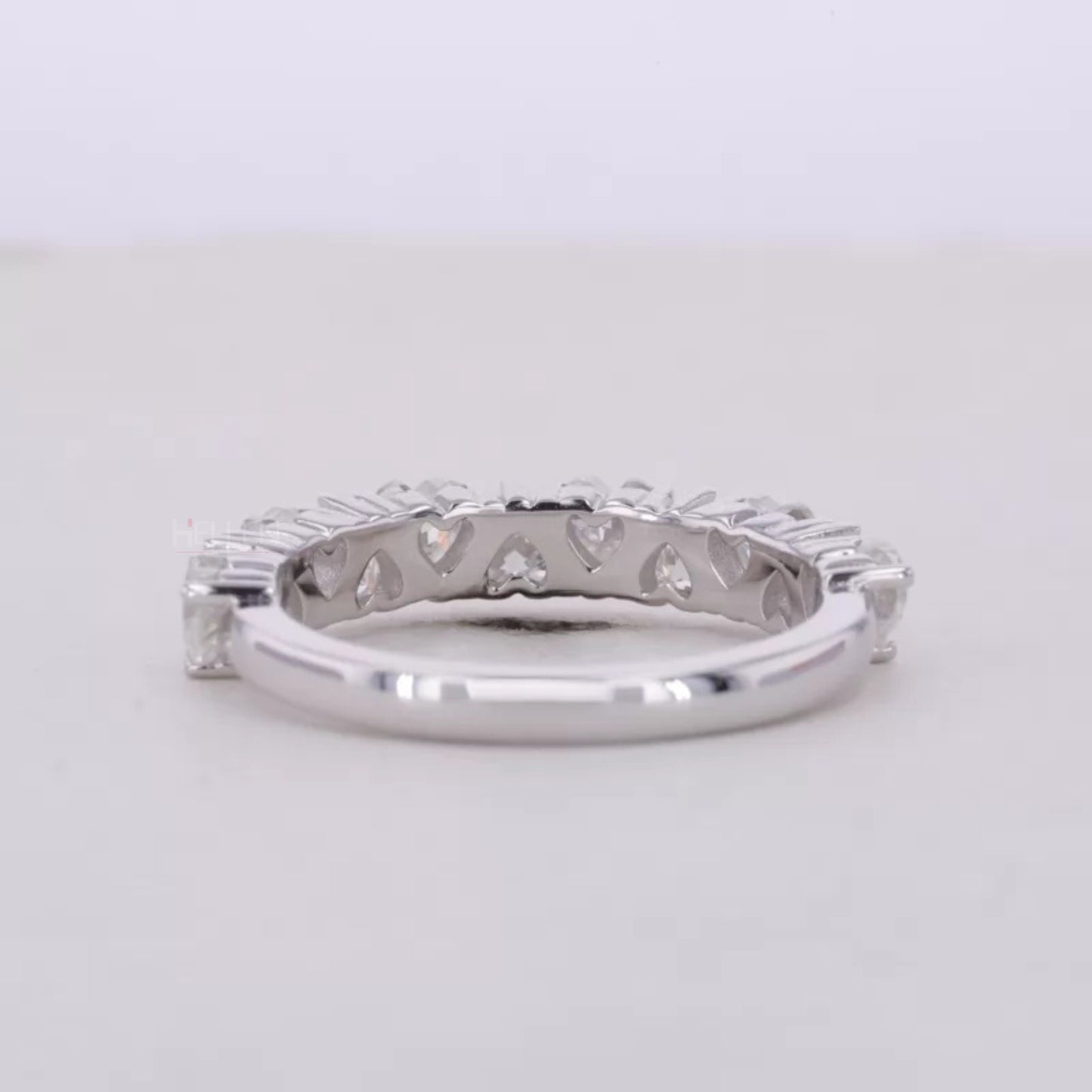 Heart Cut Moissanite Half Studded Anniversary Ring