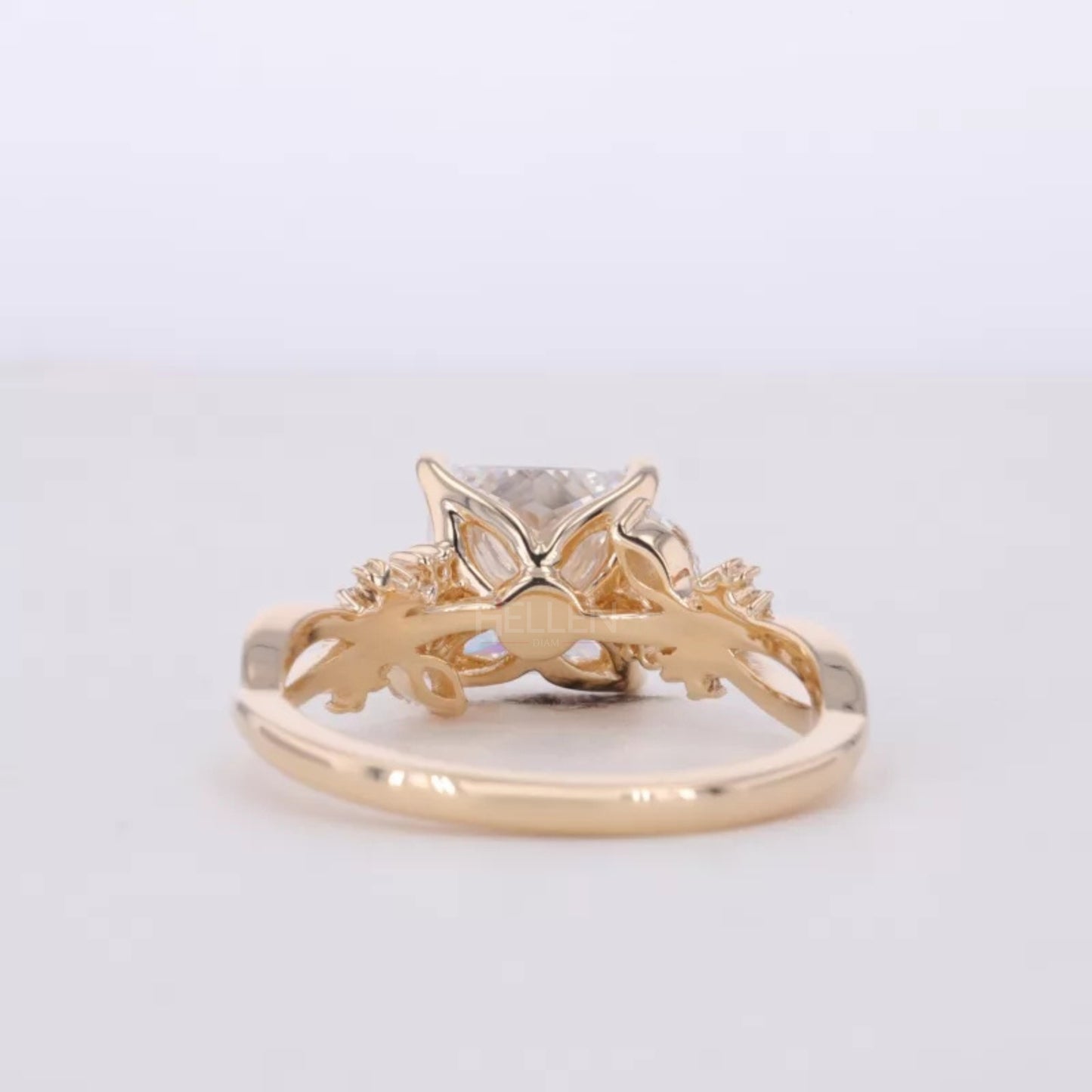 Solitaire Princess Antique Shank Engagement Ring
