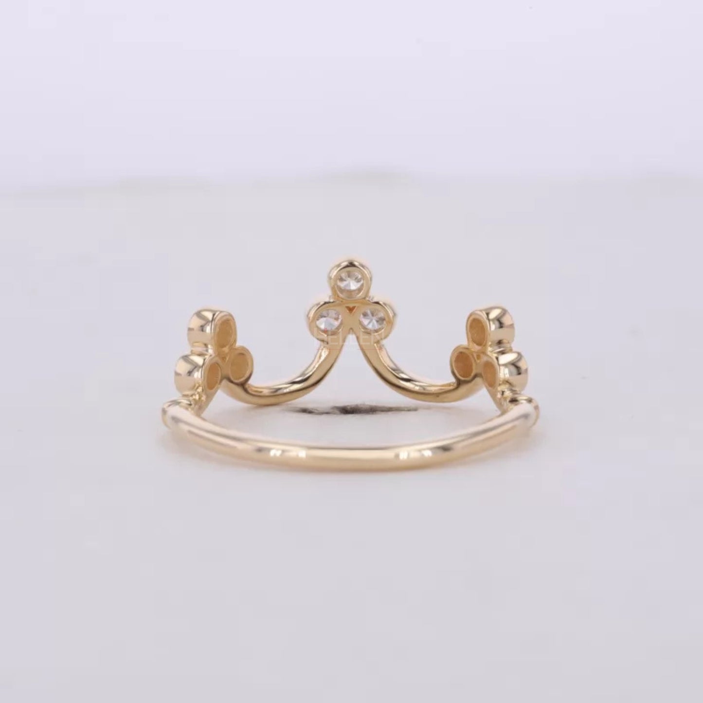 Vintage Crown Inspired Miligrain Wedding Band with Round Diamond