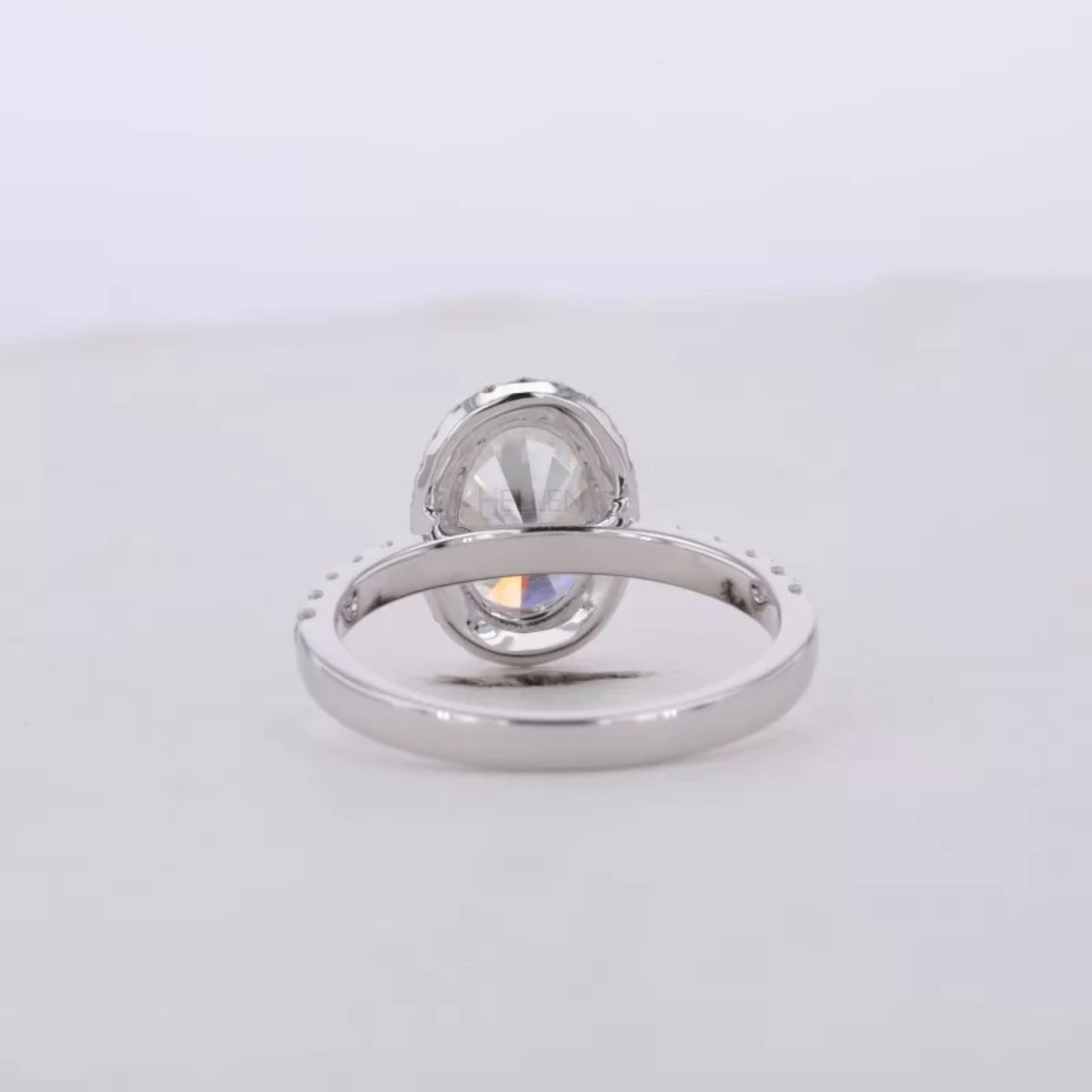 Brilliant Oval Cut Solitaire Moissanite Halo Engagement Ring