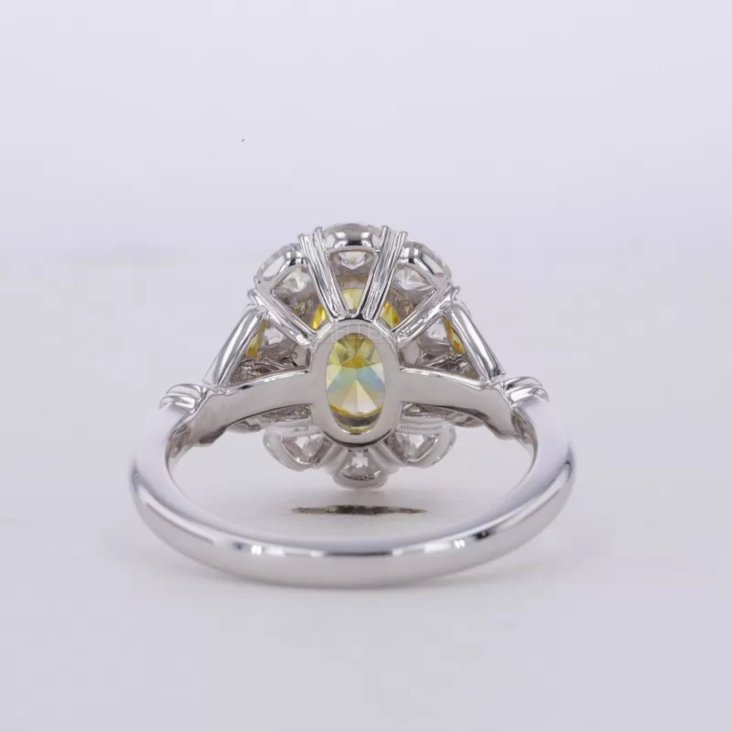 Halo Ring with Yellow Sapphire & Moissanite – Sterling Silver