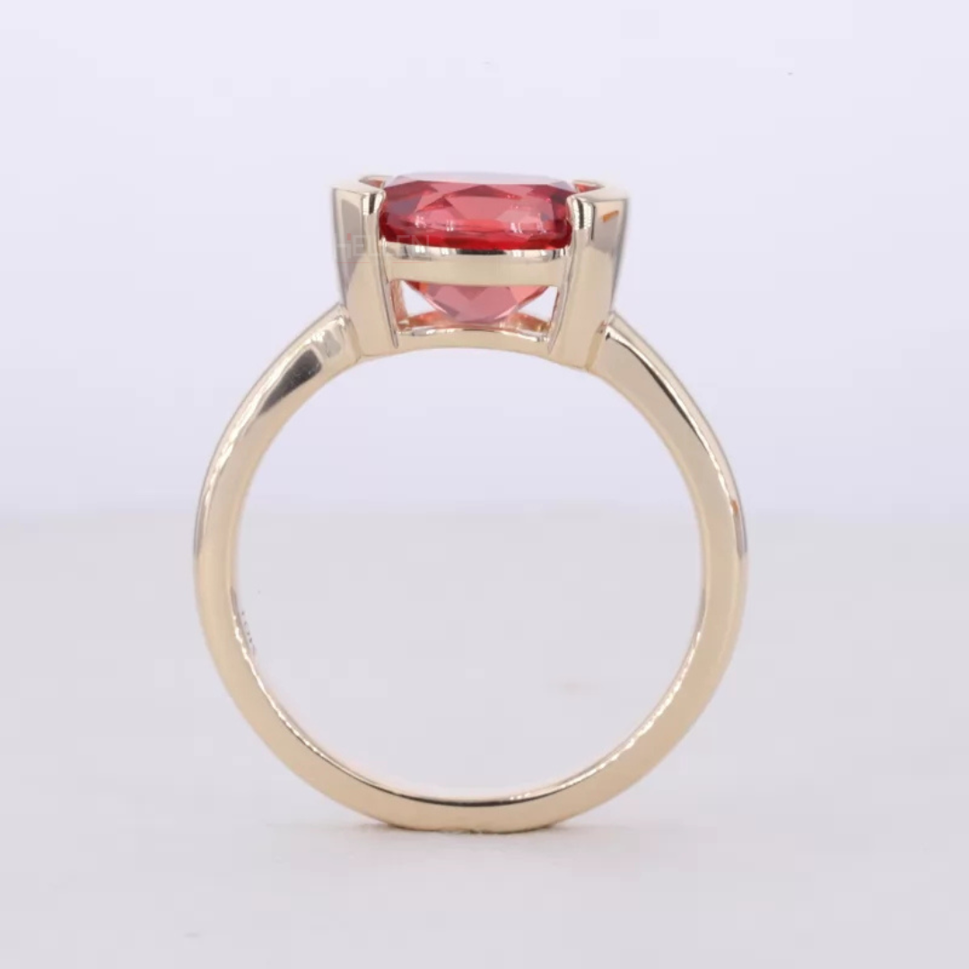 East to West Oval Cut Garnet Gemstone Solitaire Engagement Ring