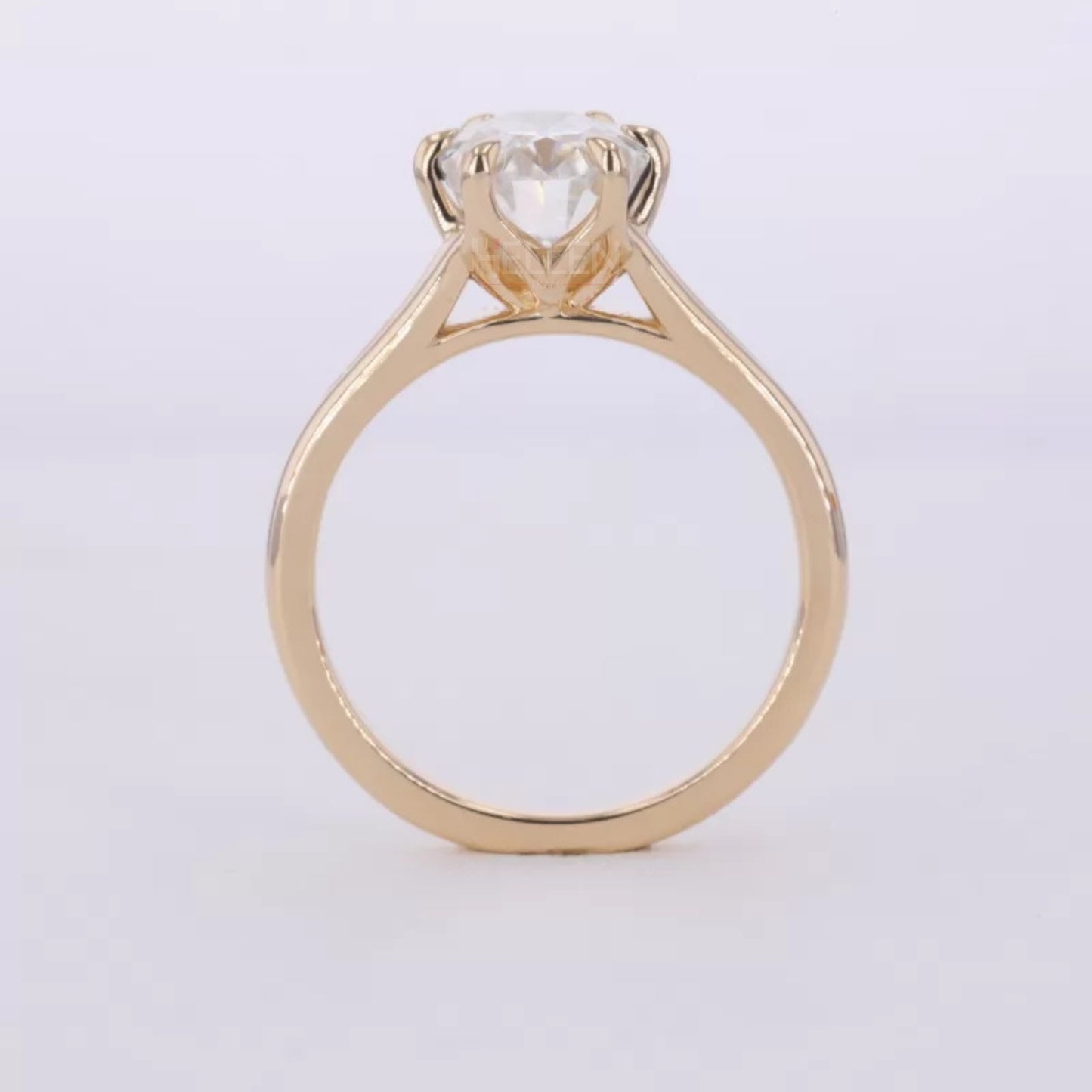 Oval Solitaire Moissanite Engagement Ring with Eagle Claw Prongs