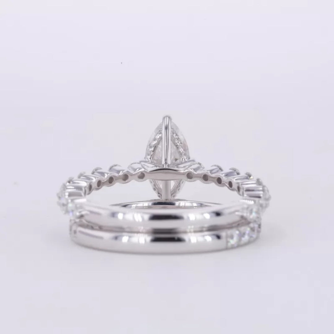 Marquise Solitaire Ring with Stackable Half-Round Eternity Band