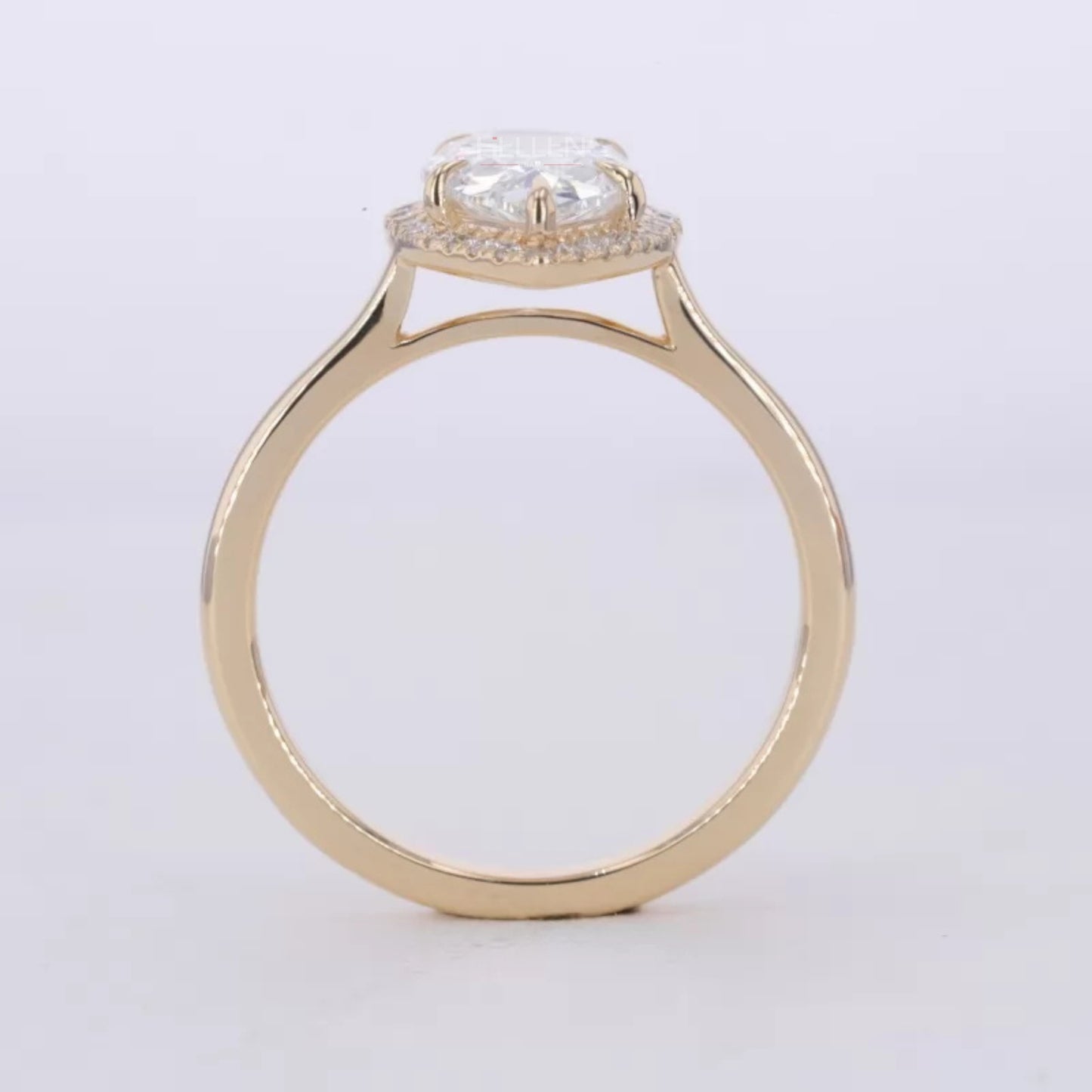Pear Cut Halo Moissanite Engagement Ring