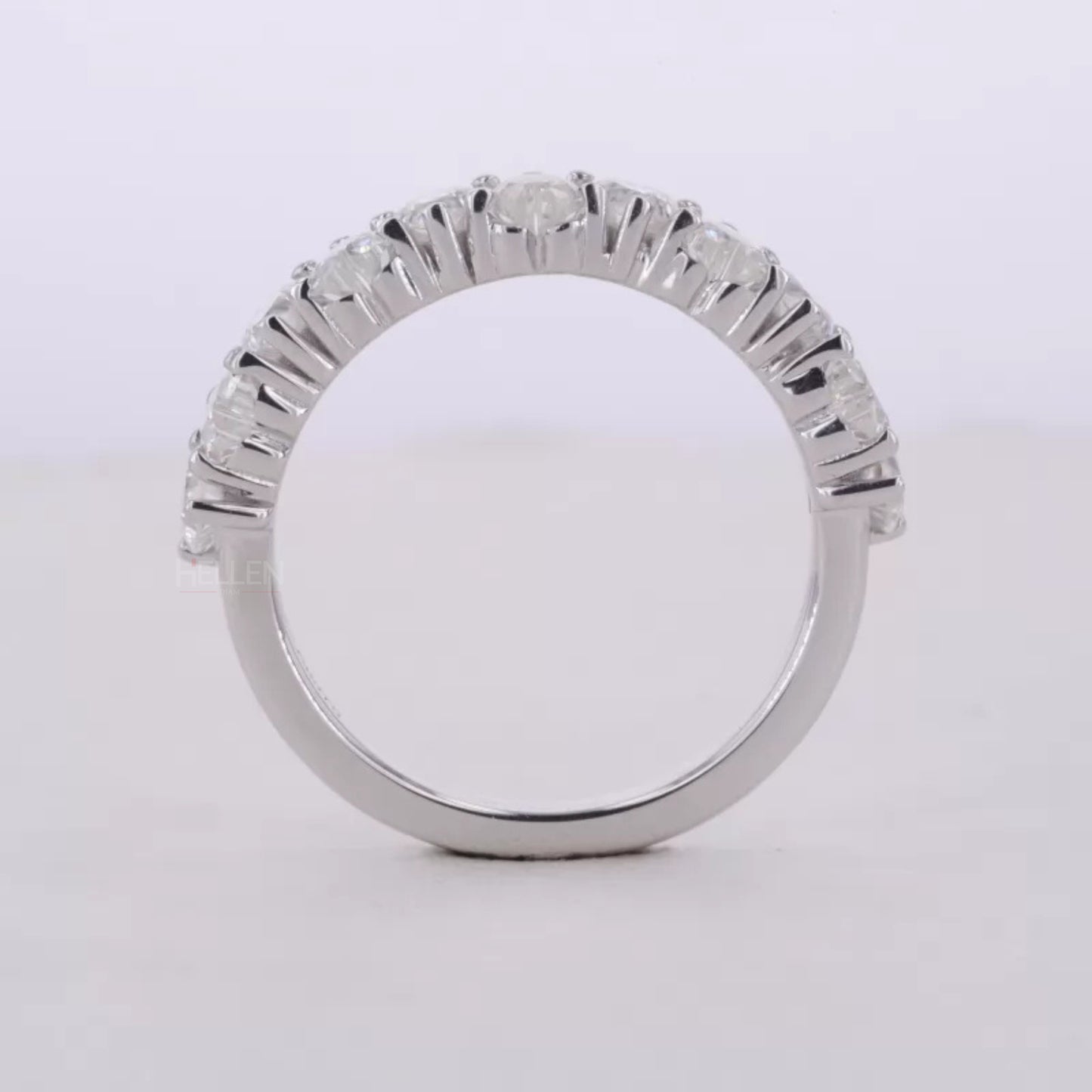 Heart Cut Moissanite Half Studded Anniversary Ring
