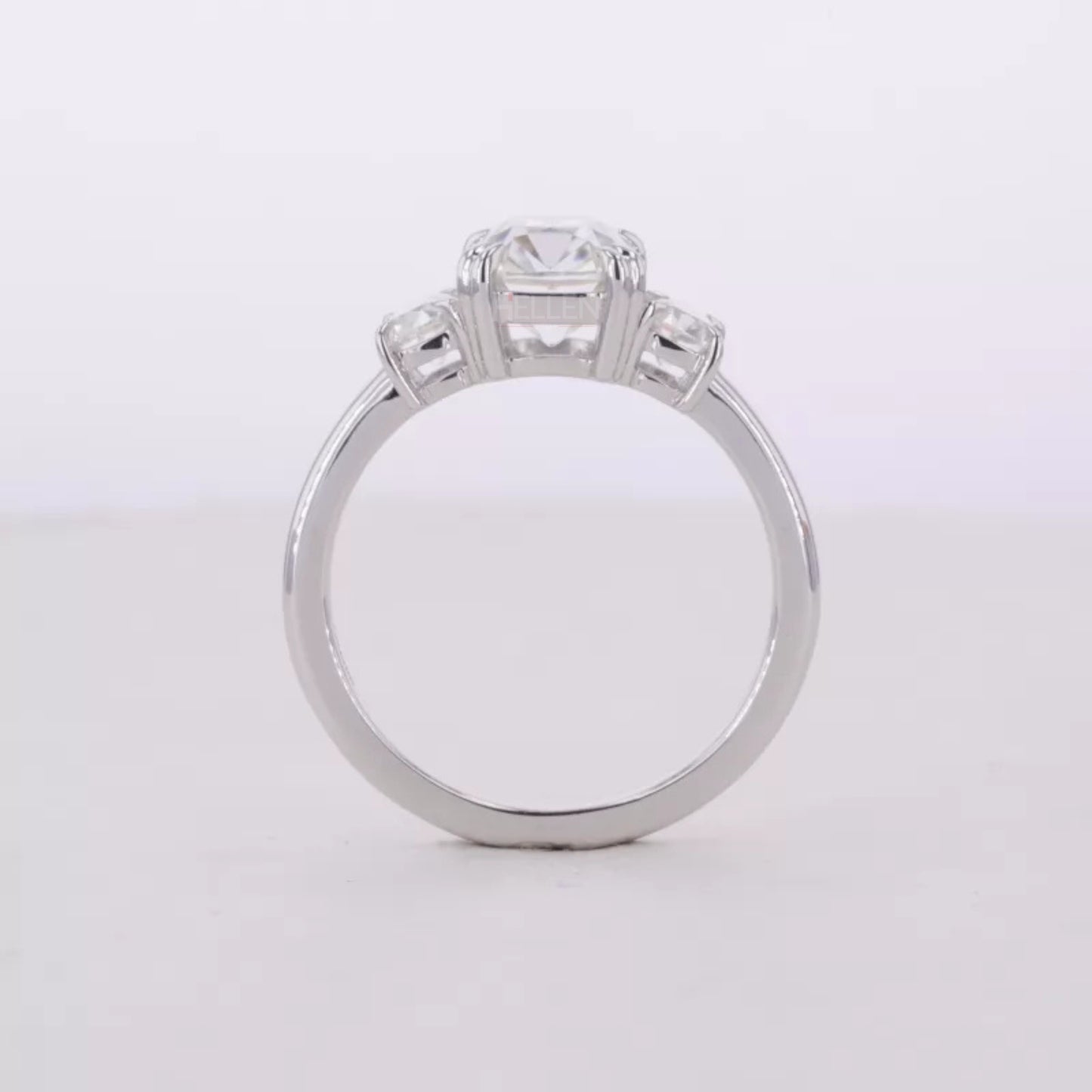Cushion Old Mine Cut 3 Stone Bridal Ring