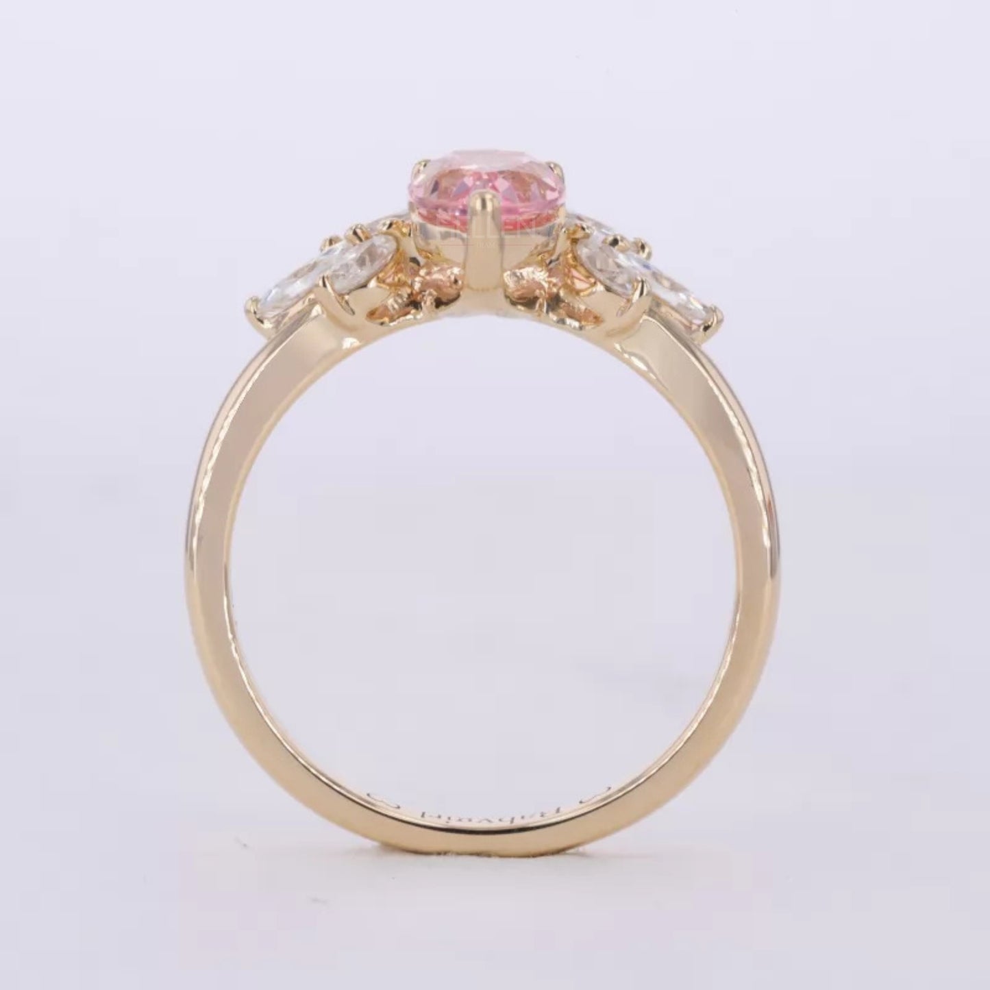 Pink Sapphire Pear Cut Gemstone & Moissanite Flower Proposal Ring
