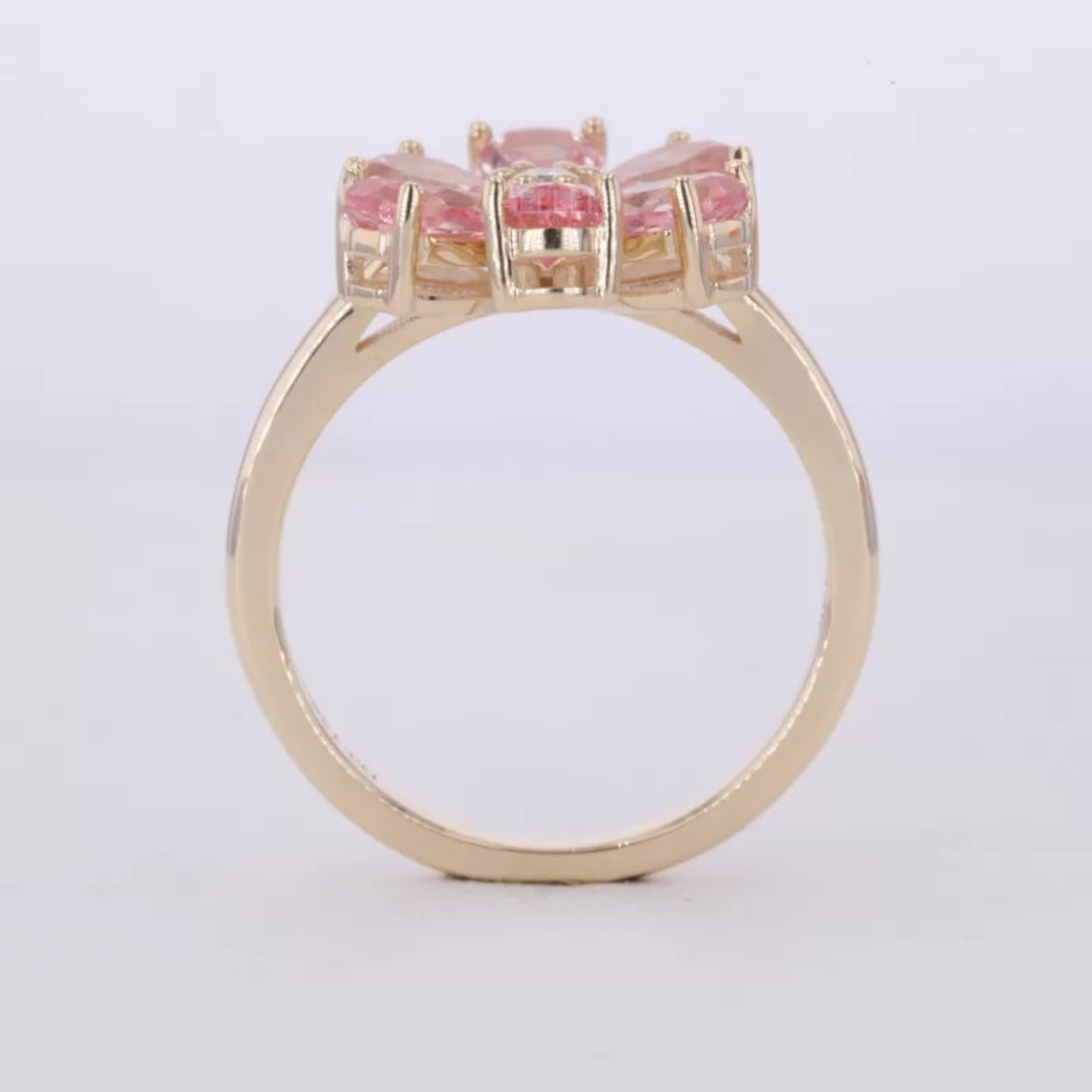 Pink Sapphire Pear cut Gemstone Blossom Fall Season Ring