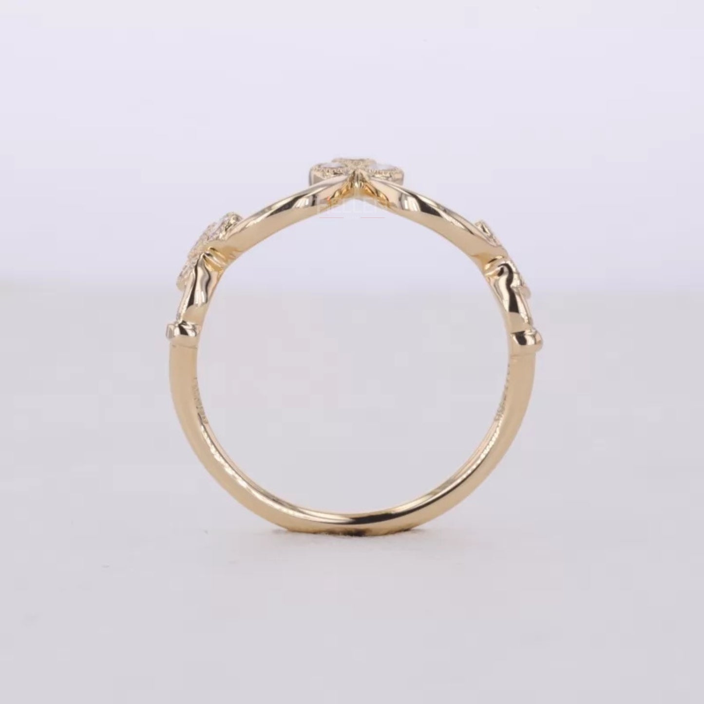 Vintage Crown Inspired Miligrain Wedding Band with Round Diamond