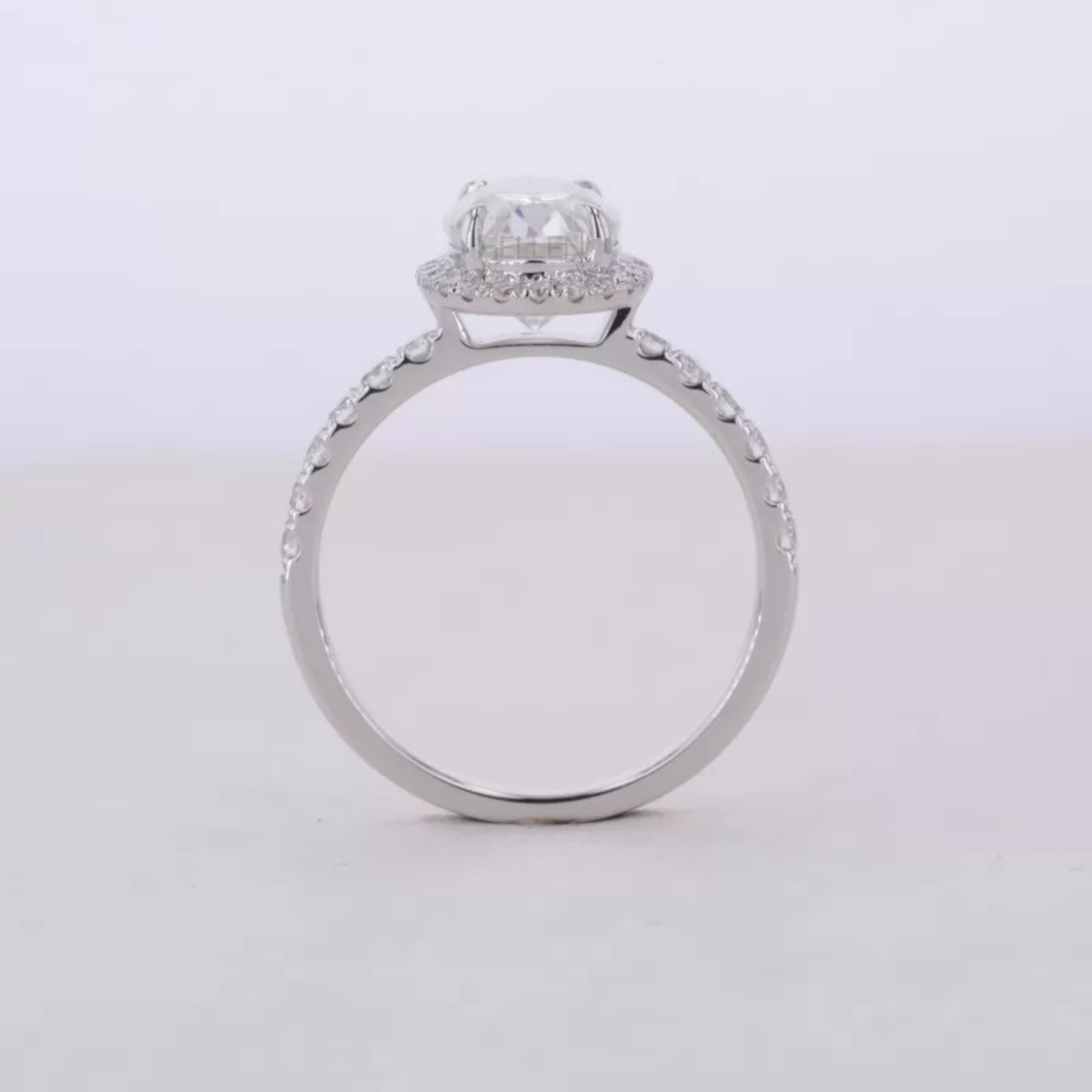 Brilliant Oval Cut Solitaire Moissanite Halo Engagement Ring