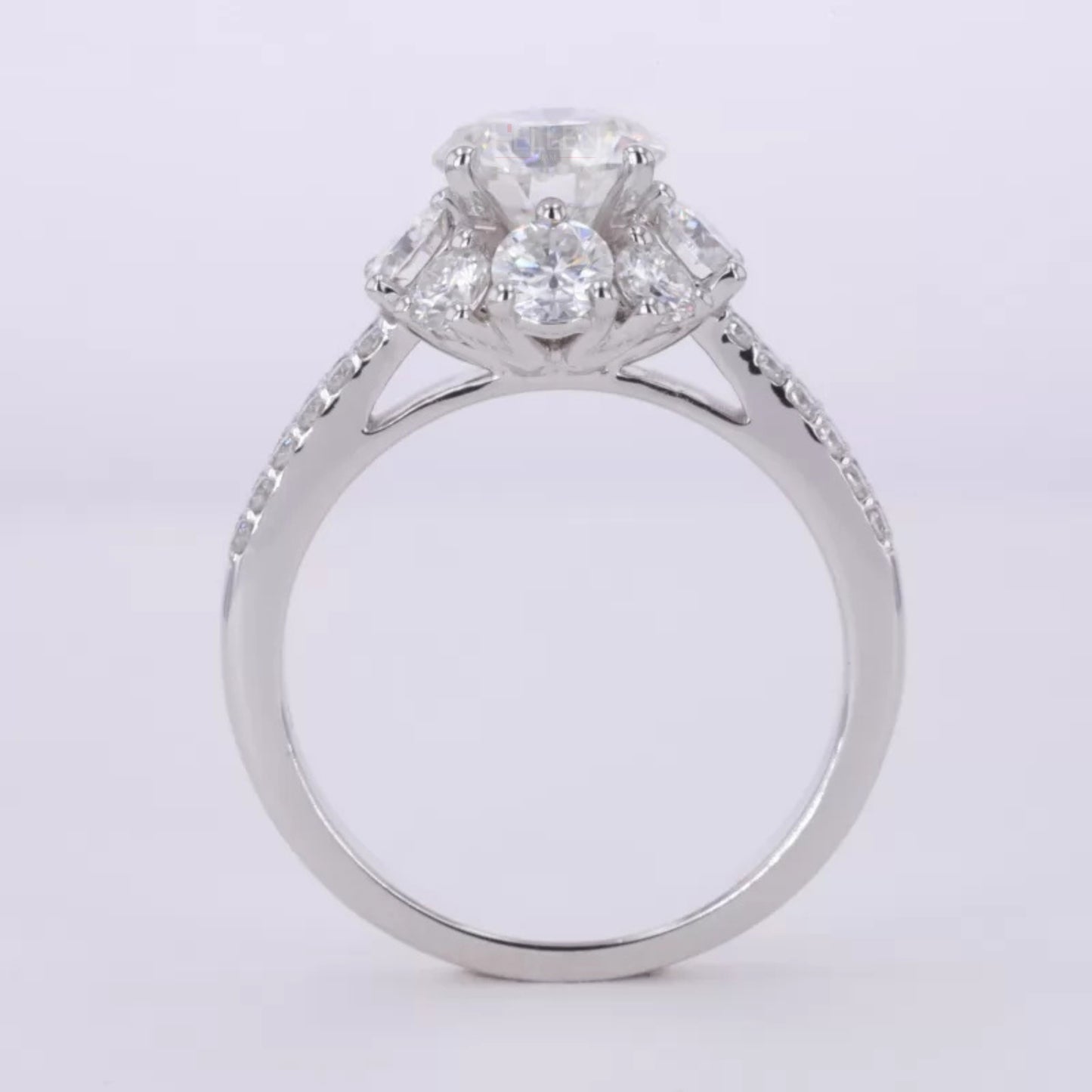Nature-Inspired Round Cut Moissanite Halo Engagement Ring