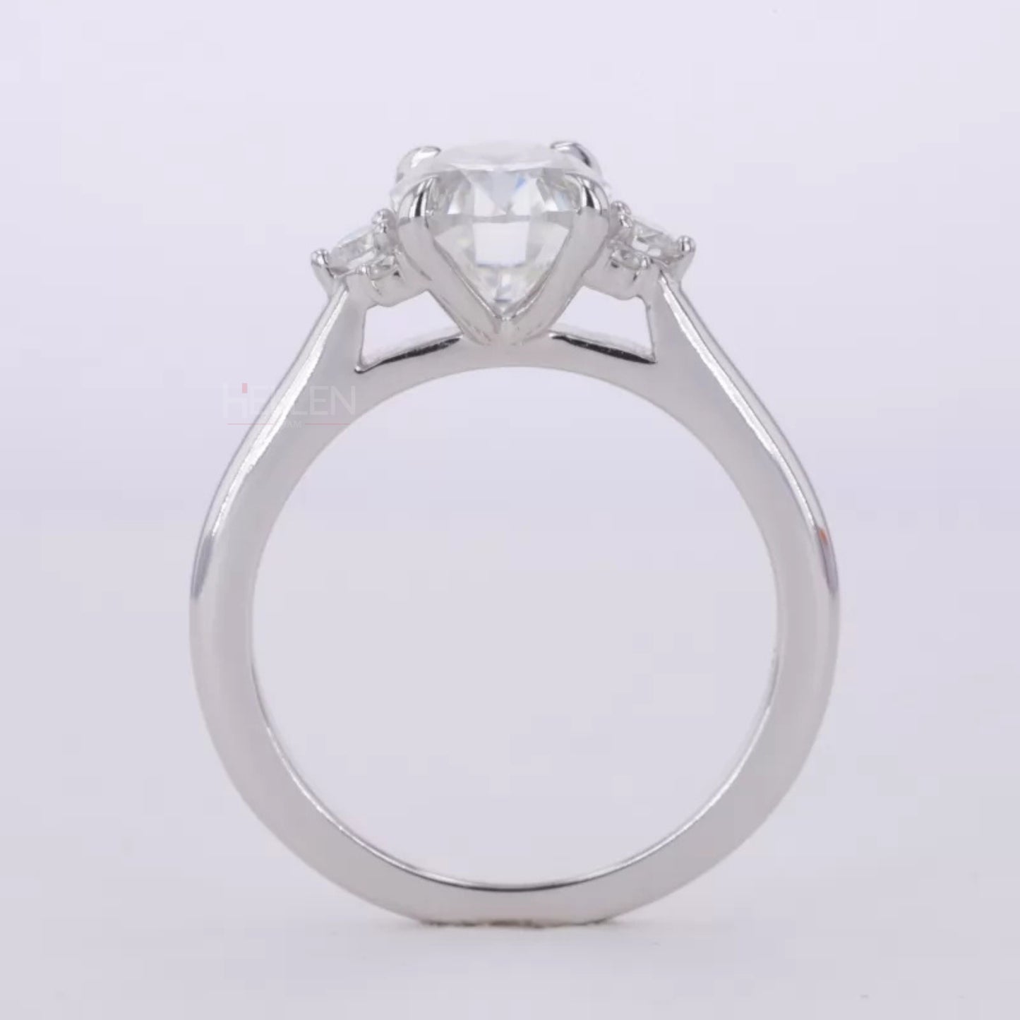Floral Illusion Oval Cut Center & Round Side Moissanite Proposal Ring