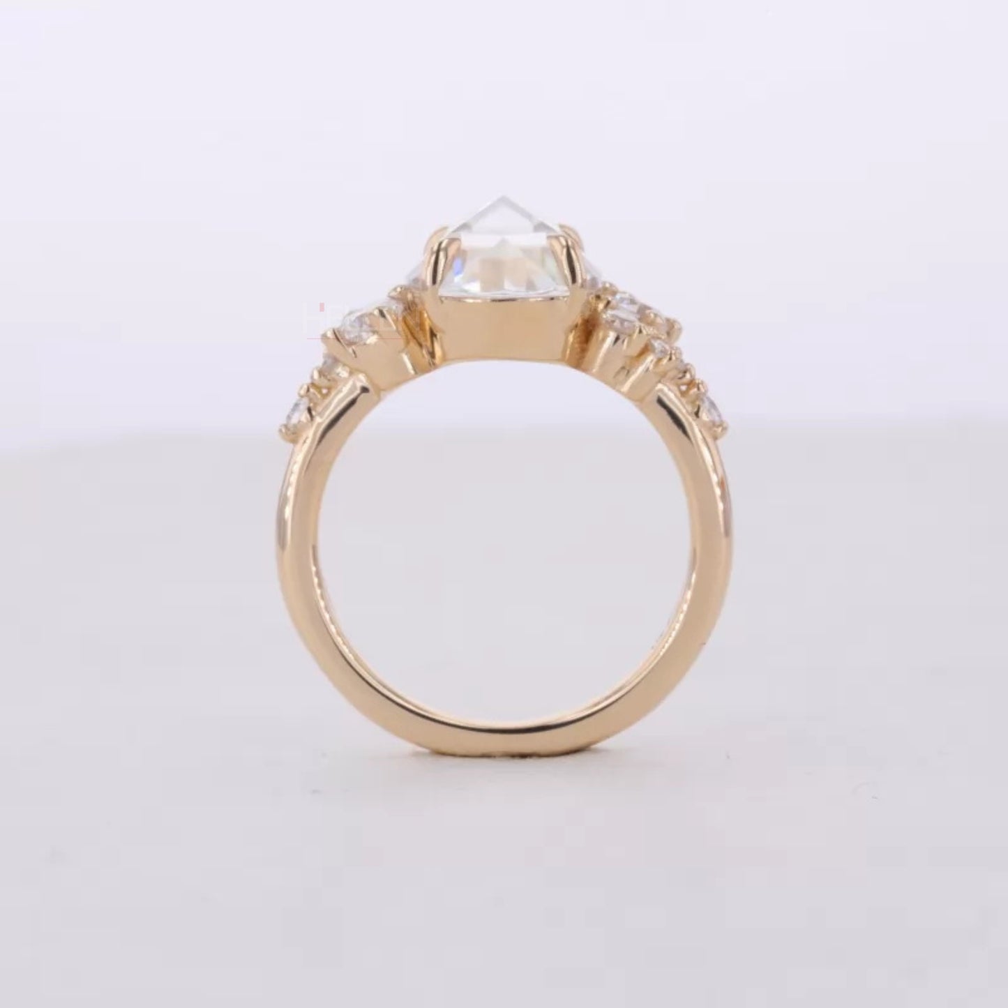 Modified Cut Oval Upside-Down Moissanite Engagement Ring