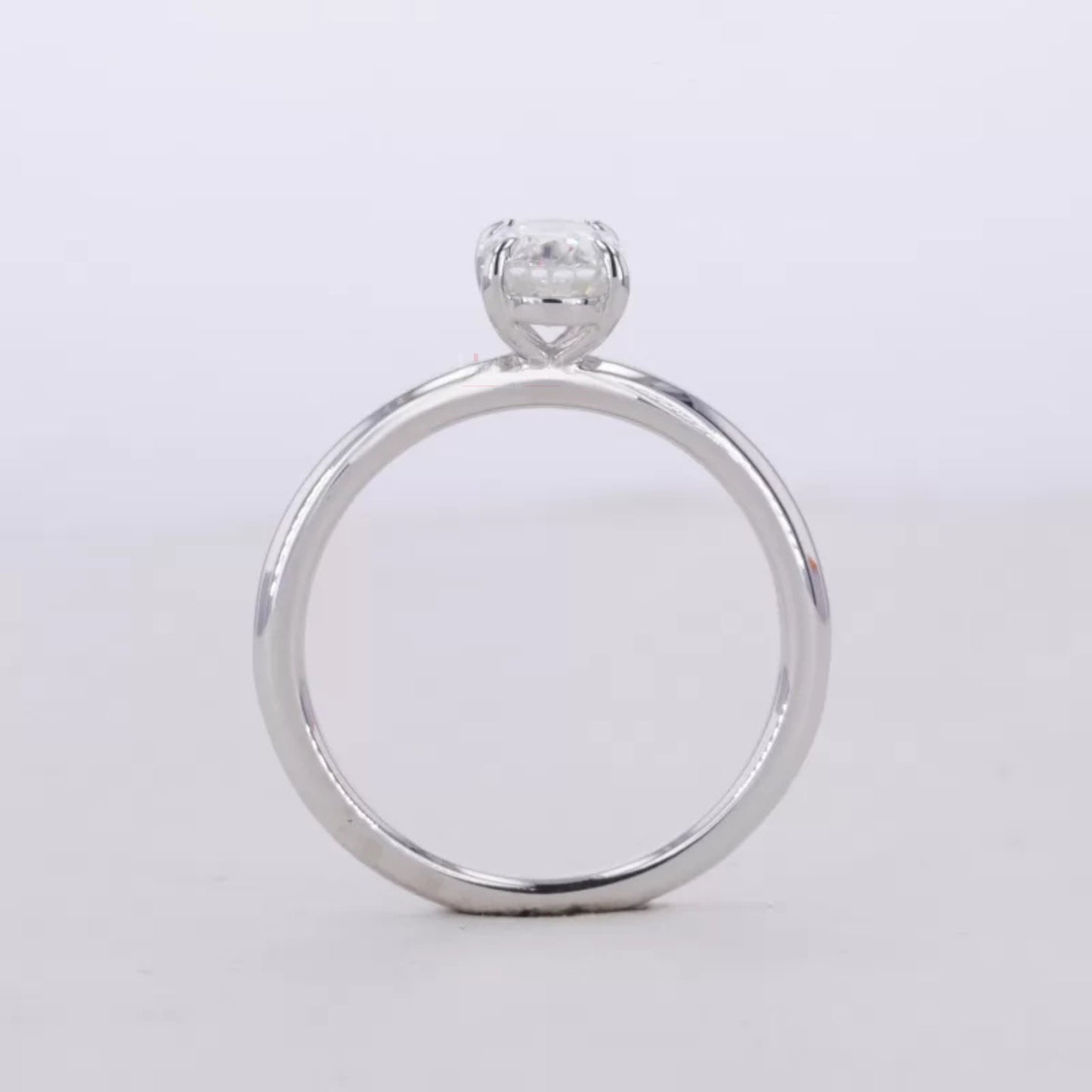 Oval Cut Solitaire Moissanite Tiger Prongs 925 Silver Engagement Ring