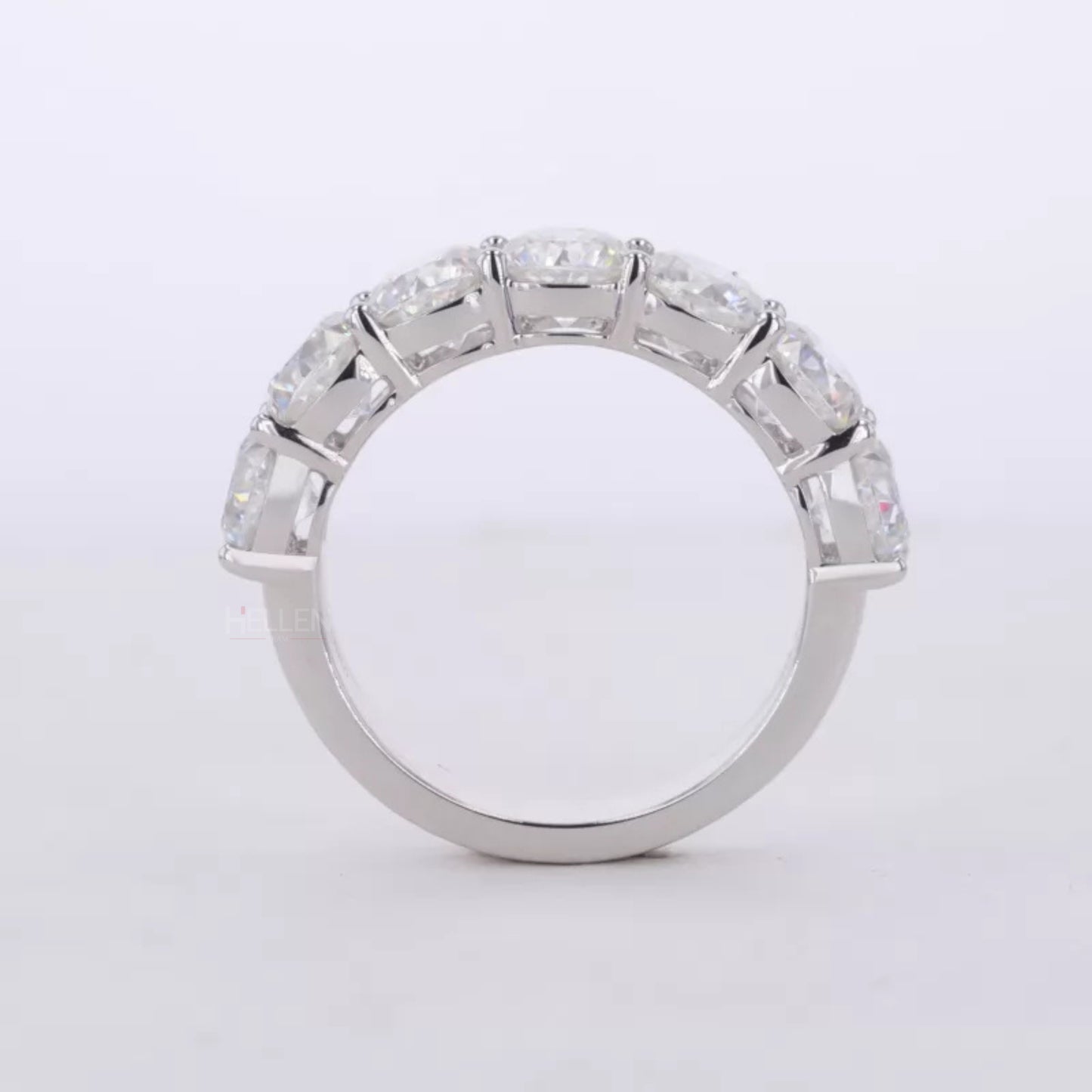 Round Cut Seven Stone Moissanite Wedding Band