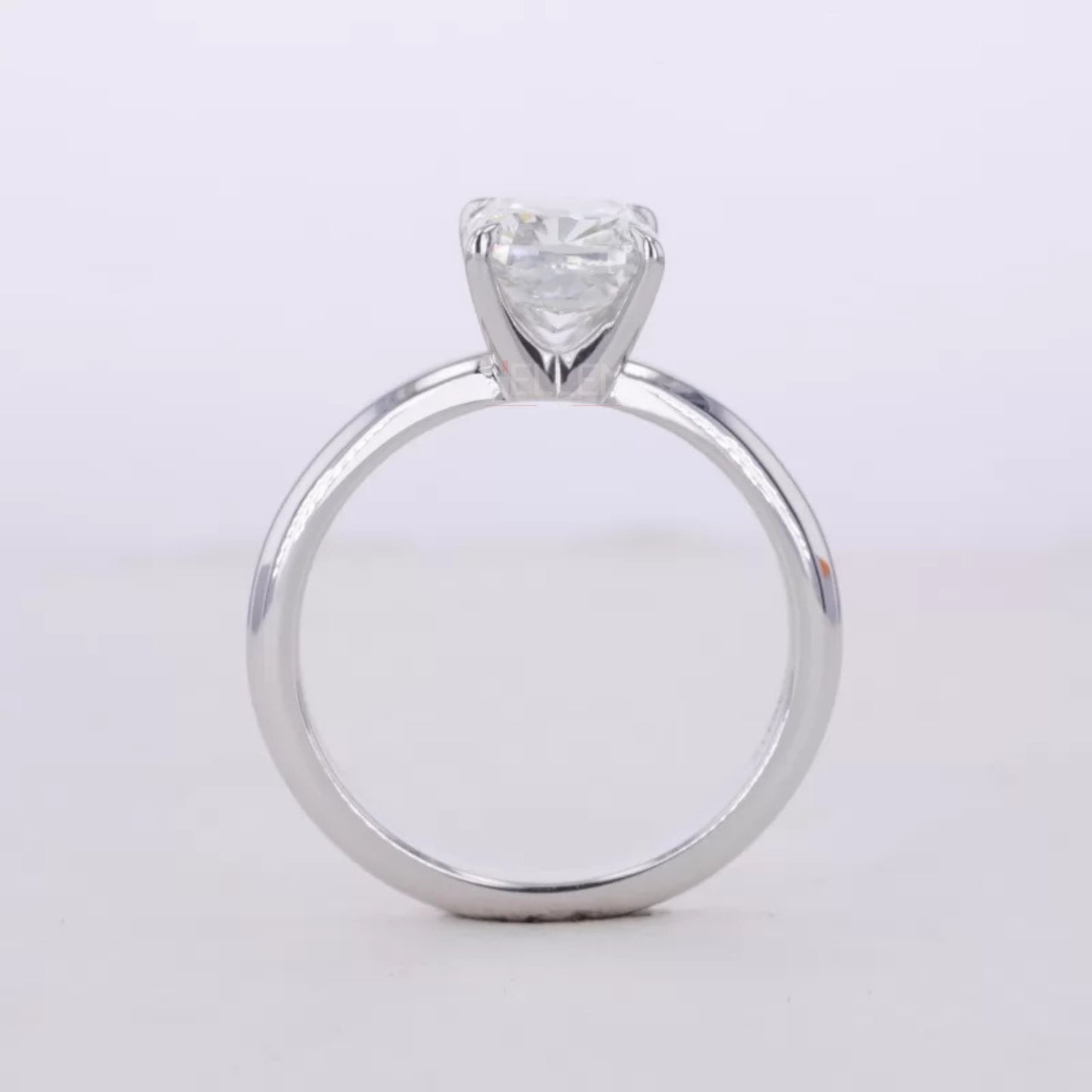 Cushion Cut Colourless Moissanite Solitaire Engagement Ring