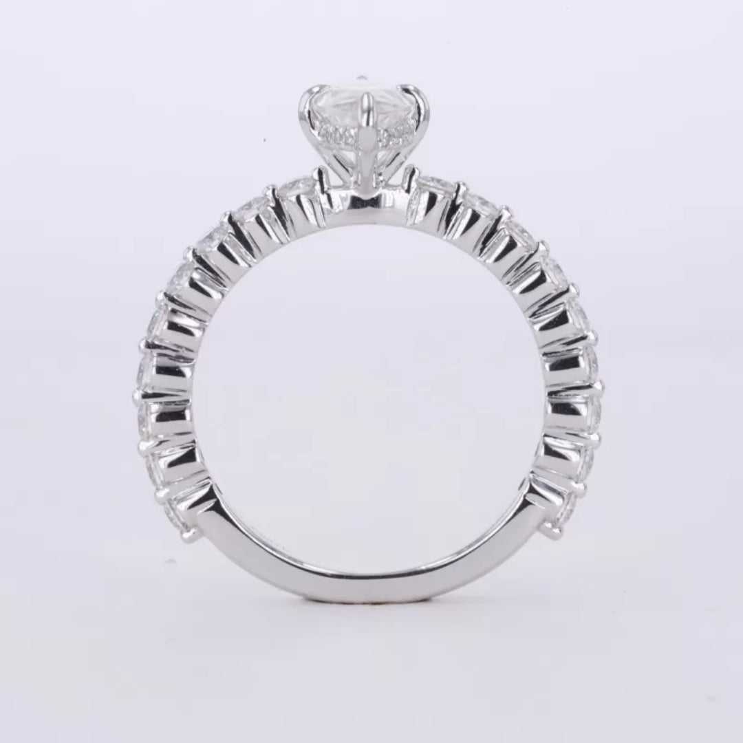 Marquise Solitaire Ring with Stackable Half-Round Eternity Band