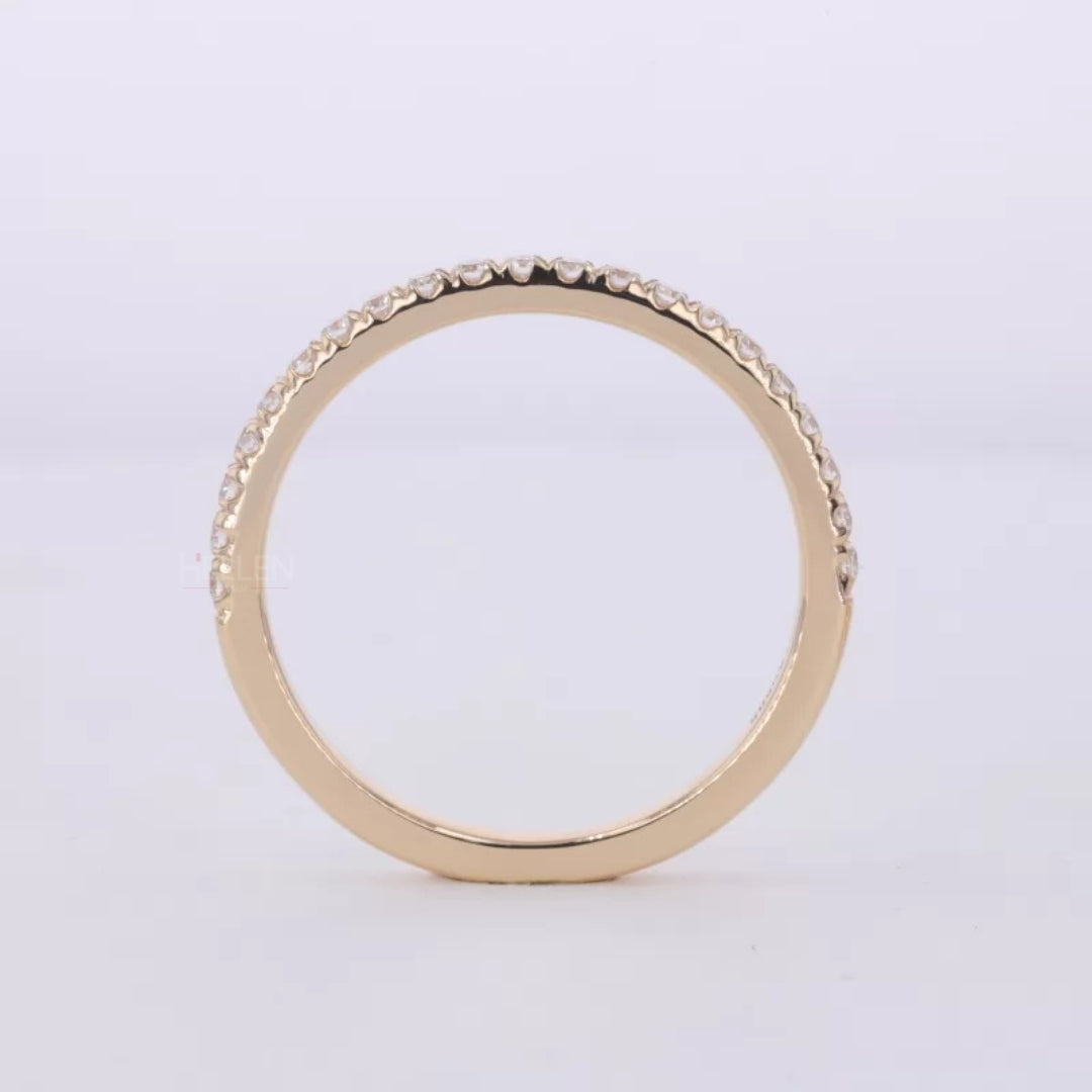 Oval Solitaire Ring with Stackable Half-Round Eternity Band