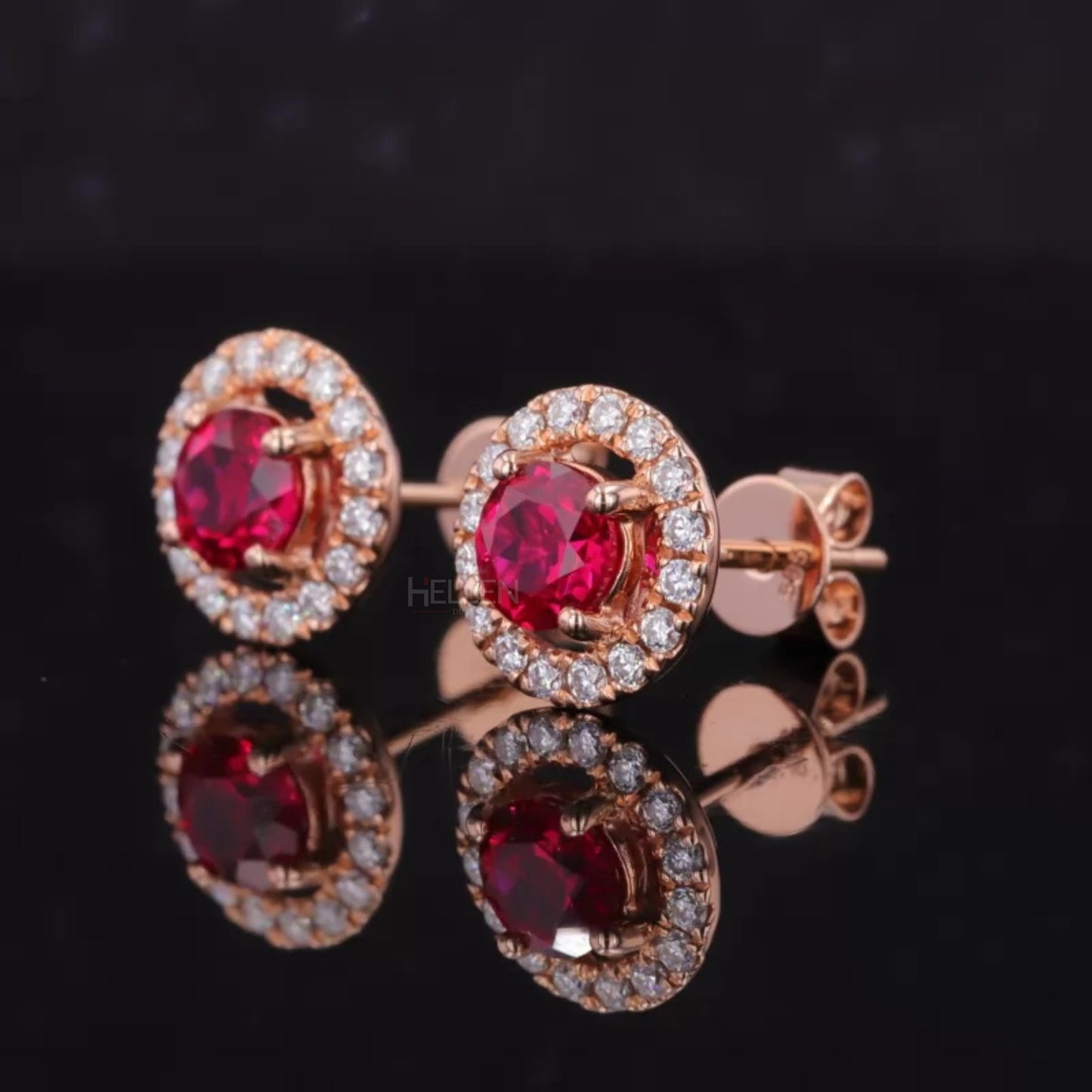 Halo Round solitaire Gemstone And Moissanite Studs