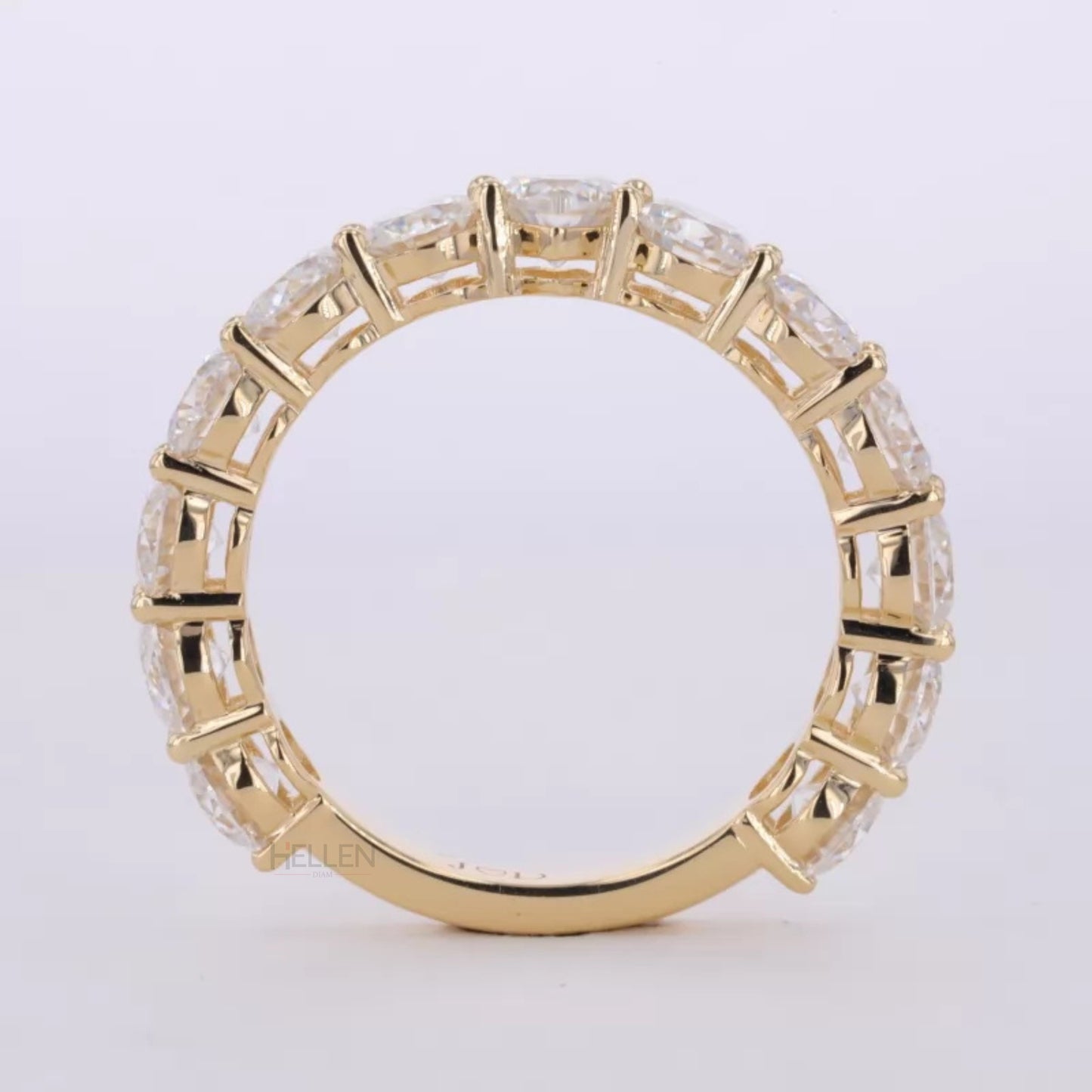 Round Solitaire Ring with Stackable Half Eternity Wedding Band