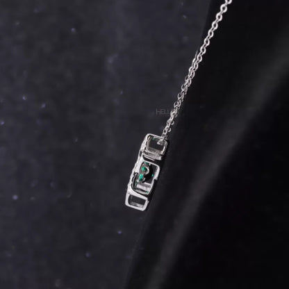 Star Shaped Green Emerald & Moissanite Gemstone Necklace