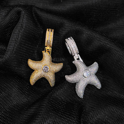 Star Fish Iced Streetwear Pendant With Moissanite