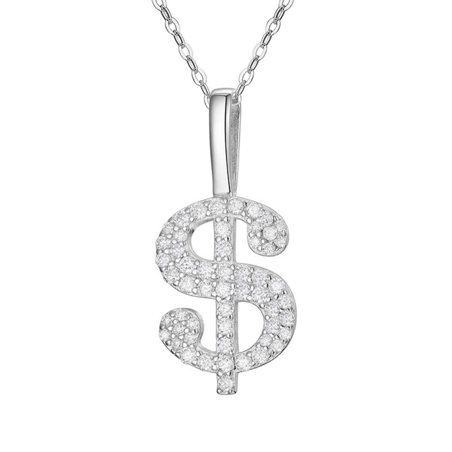 $ Dollar Sign  Hip-Hop Pendant Whit Round Cut Moissanite For Men's