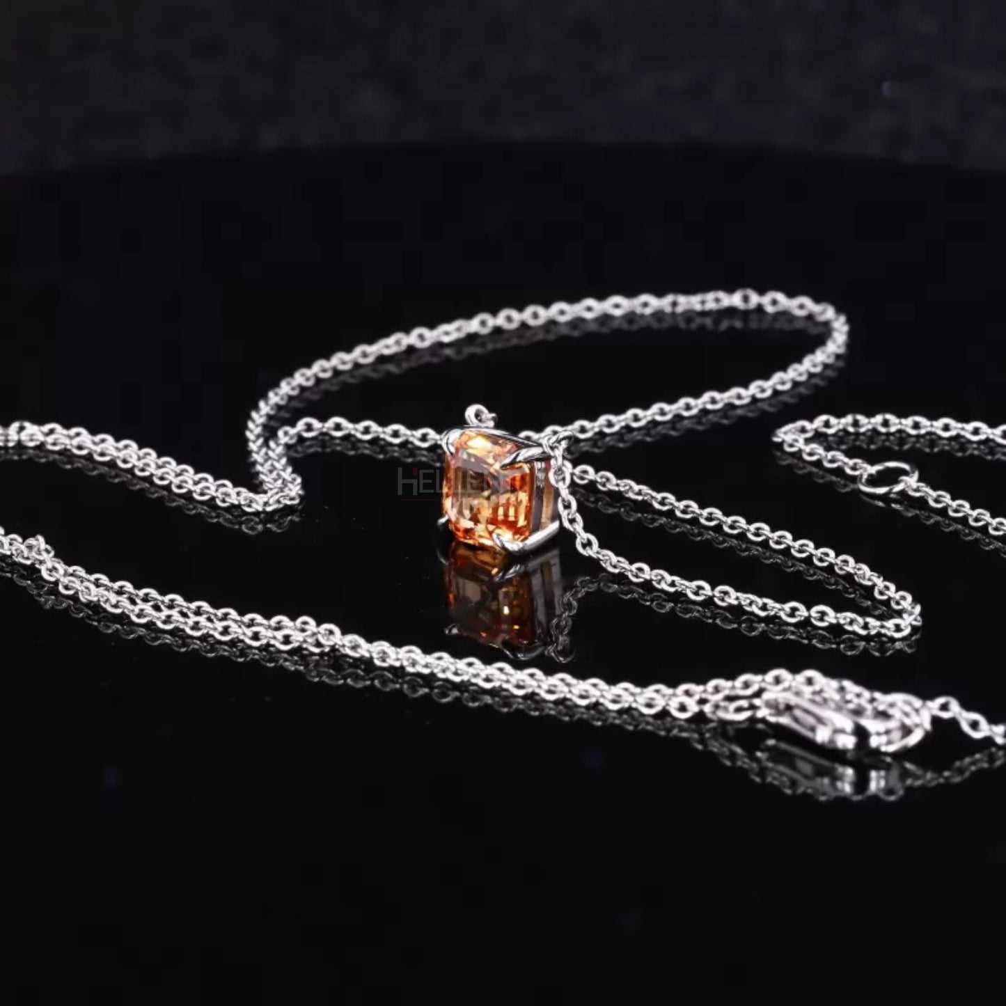 Asscher Cut 4 Prong Solitaire Gemstone Necklace of Your Choice
