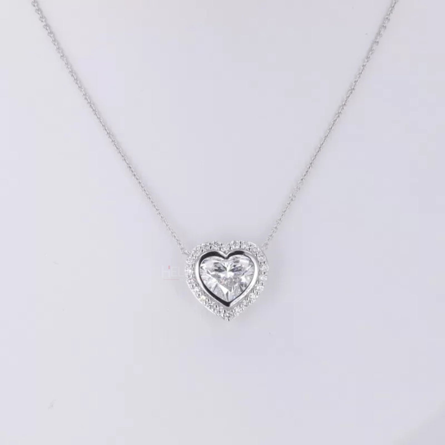 Heart Cut Solitaire Halo Moissanite Necklace For Bridesmaid