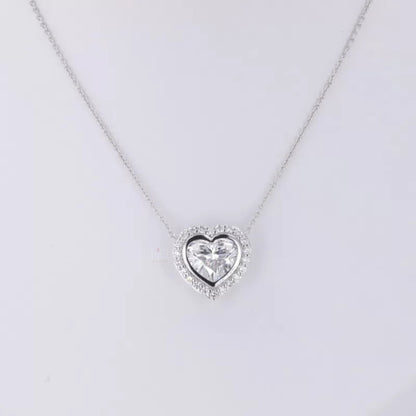 Heart Cut Solitaire Halo Moissanite Necklace For Bridesmaid