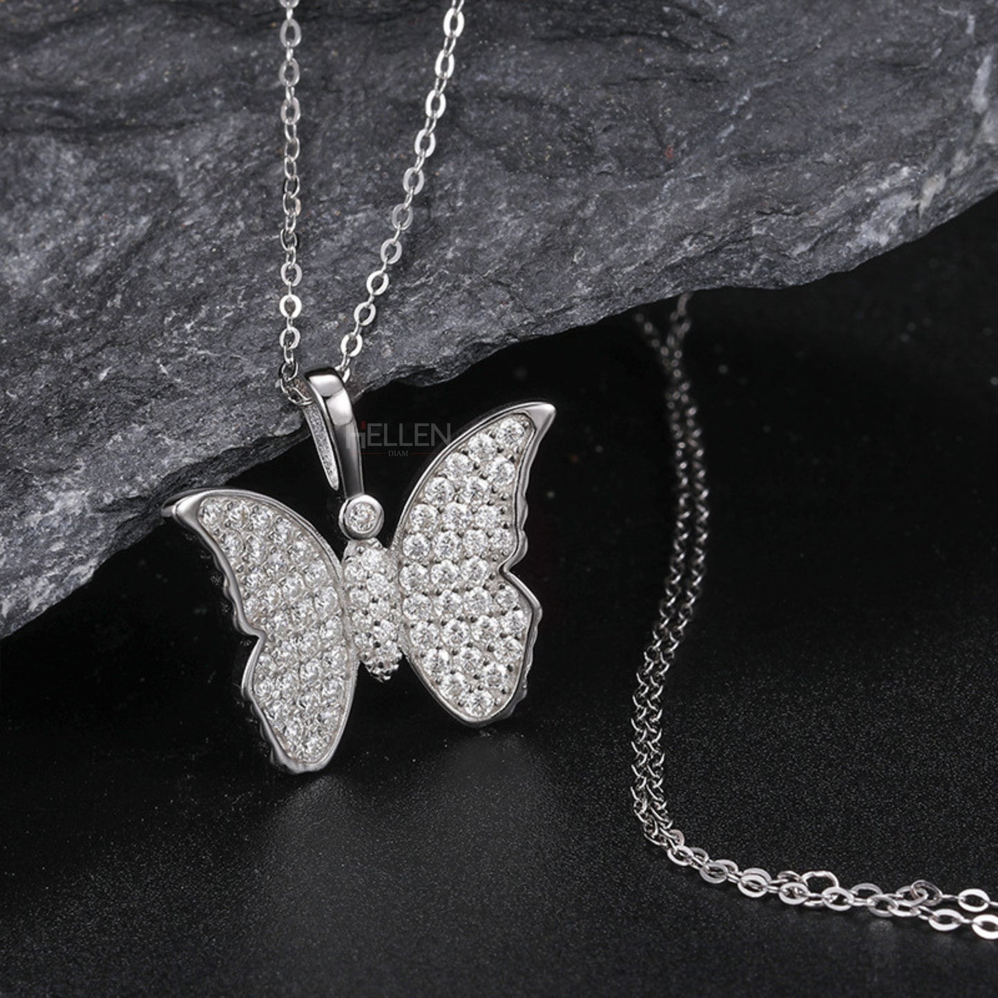 Butterfly Hip-Hop Pendant With Round Cut Moissanite