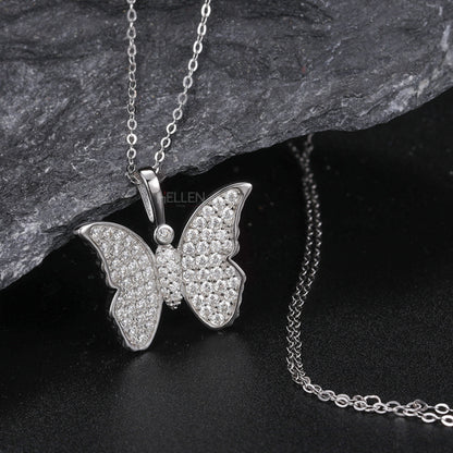 Butterfly Hip-Hop Pendant With Round Cut Moissanite