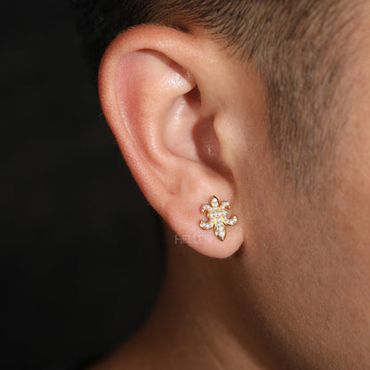 Fleur De Lis Moissanite Studded Men's Hip-Hop Studs