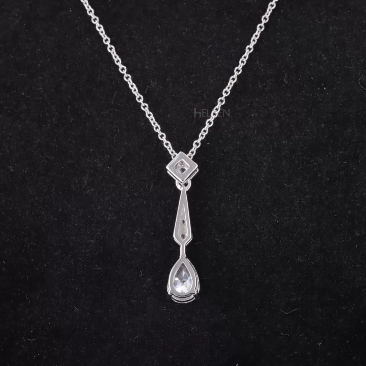 Water Drop Pear & Round Cut Moissanite Long Necklace