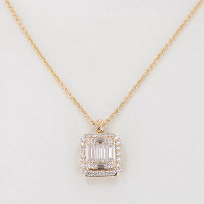 Trendy Baguette And Round Cut Moissanite Necklace