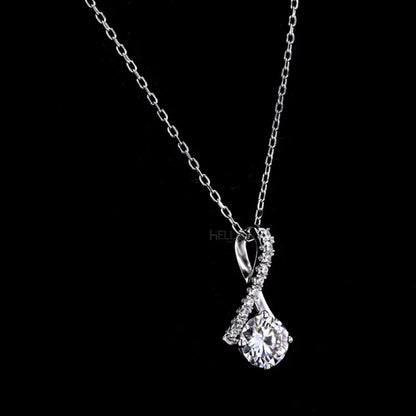 Round Cut Solitaire Twisted Hoop Moissanite Necklace