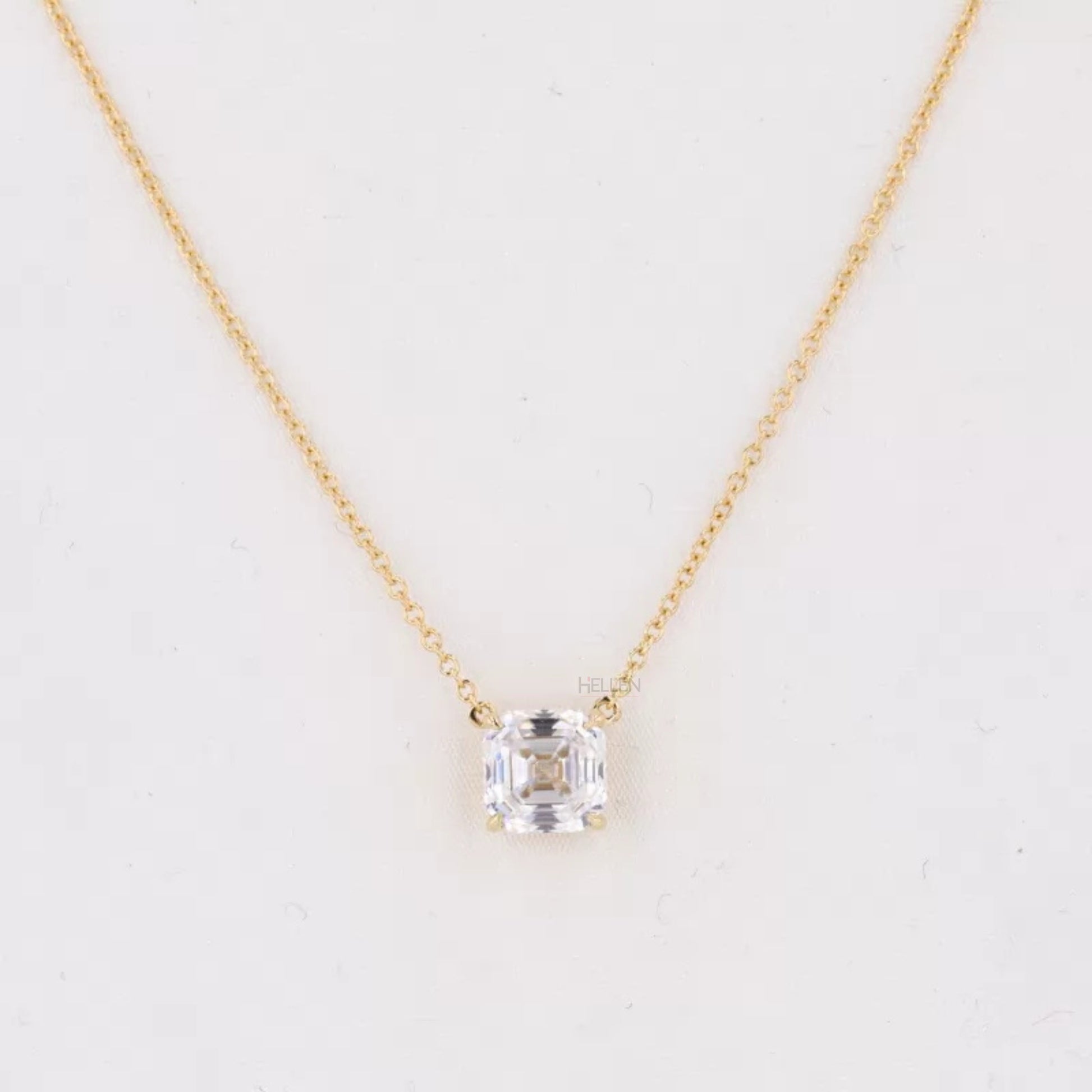 Asscher cut moissanite solitaire necklace – geometric and modern pendant for everyday elegance

