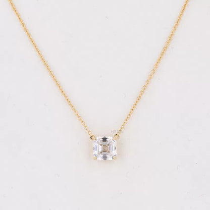 Asscher cut moissanite solitaire necklace – geometric and modern pendant for everyday elegance

